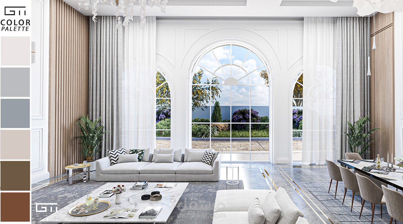 VILLA LIVING AND DINING ROOM INERIOR DESIGN