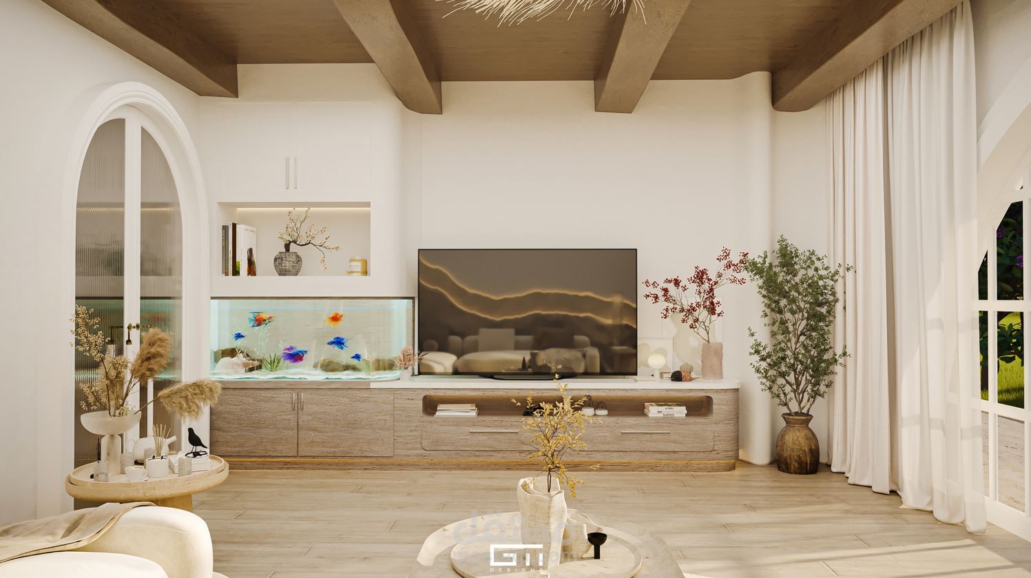 تصميم داخلى لصالة معيشة