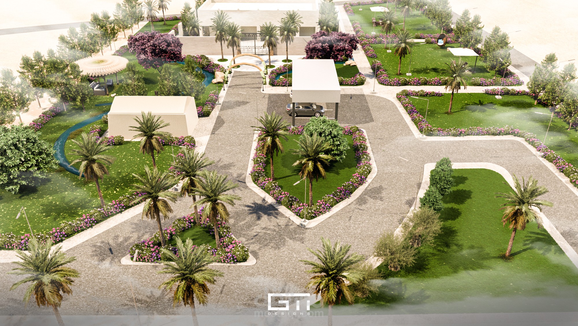 تصميم لاندسكيب للمبنى السكنى  بالمزرعة - بالسعودية