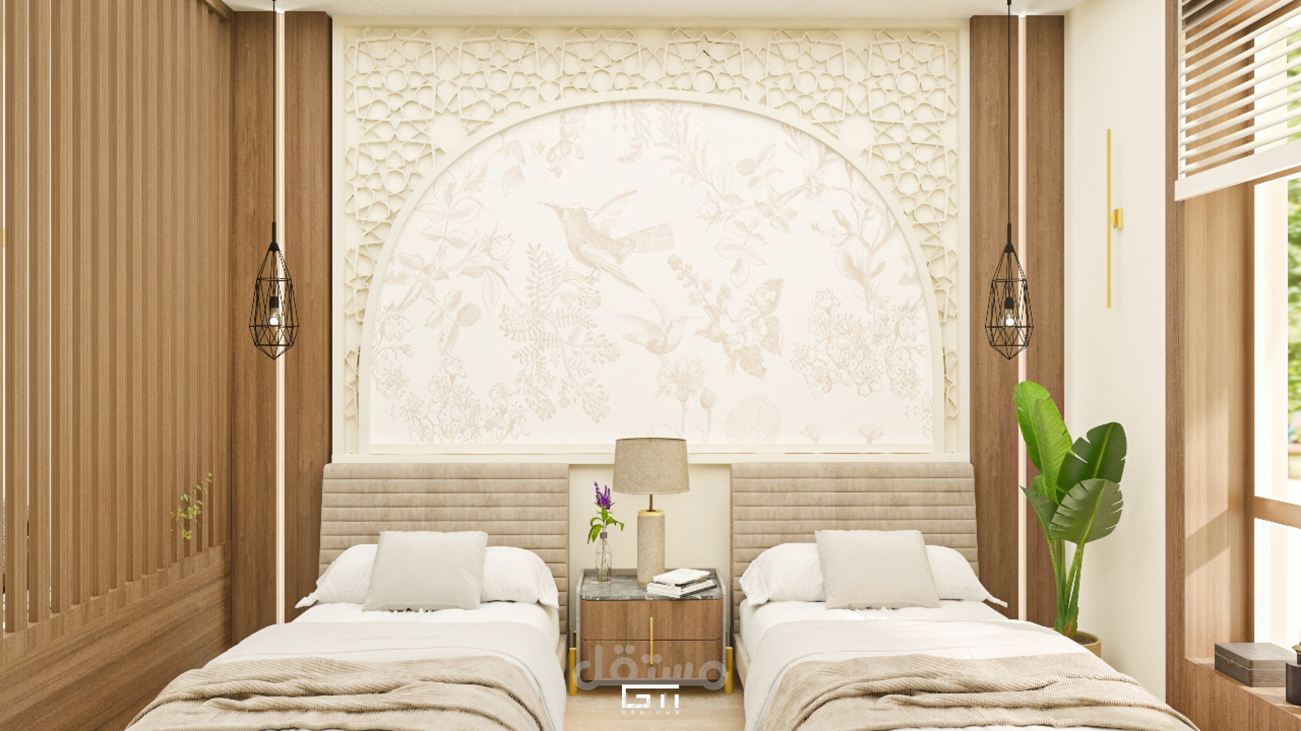 تصميم غرفة نوم بطابع مودرن مع دمج الطراز الاندلسى