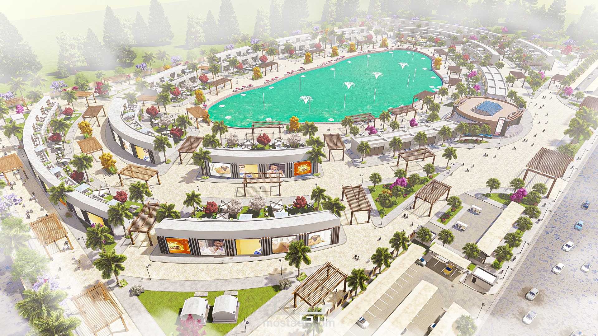 تصميم منطقة تجارية بالسعودية COMMERCIAL DISTRICT - LAKE VIEW