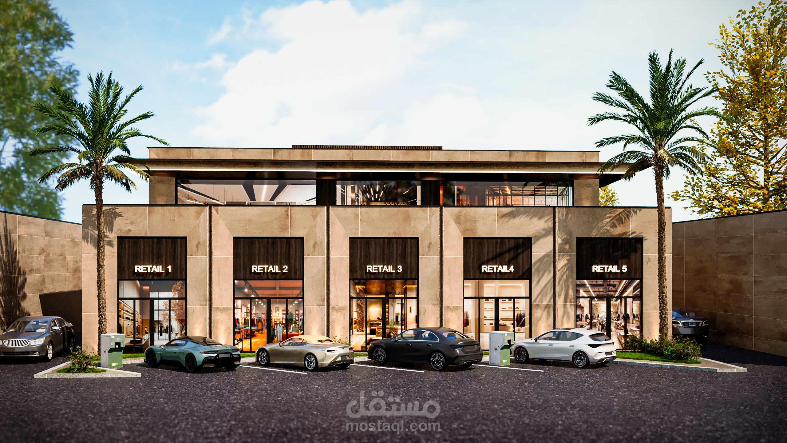 تصميم واجهه مبنى ادارى و معارض بالسعودية