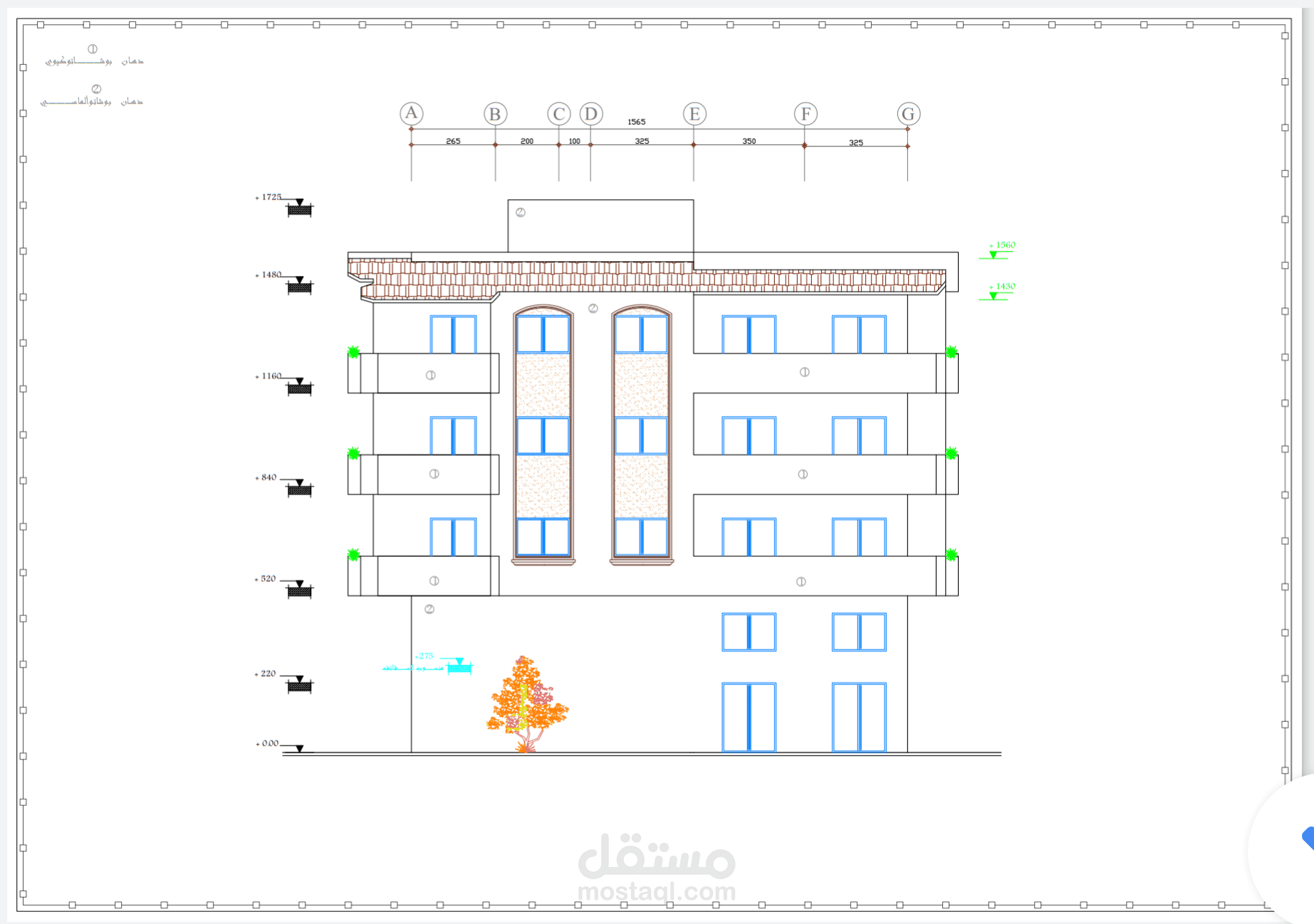 رسم واجهة على الأتوكاد