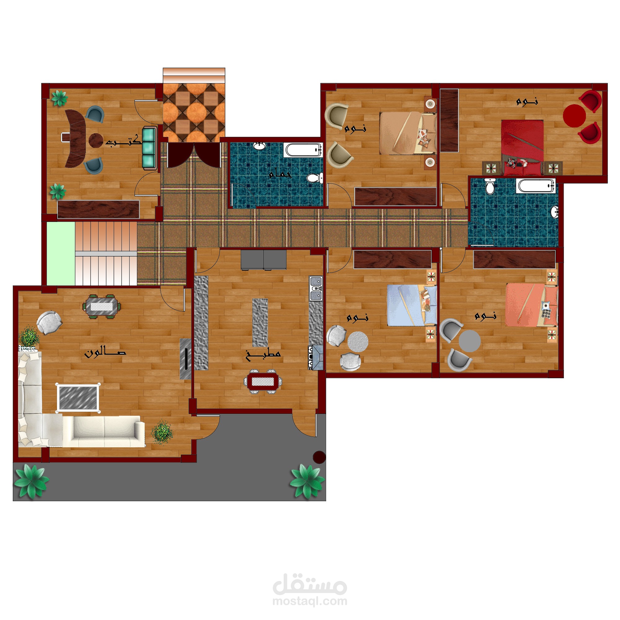 تصميم داخلي لشقة باستخدام الفوتوشوب