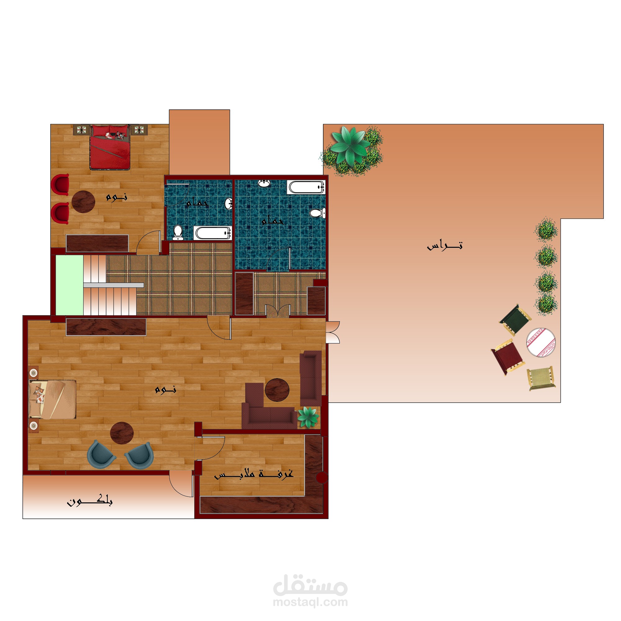 تصميم داخلي لشقة باستخدام الفوتوشوب