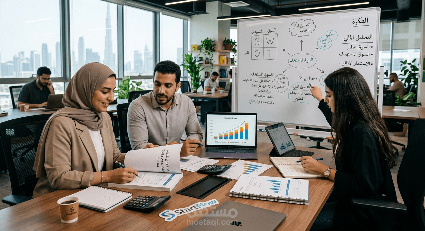 إعداد خطة عمل ودراسة جدوى متكاملة لمشروع استثماري ناشئ
