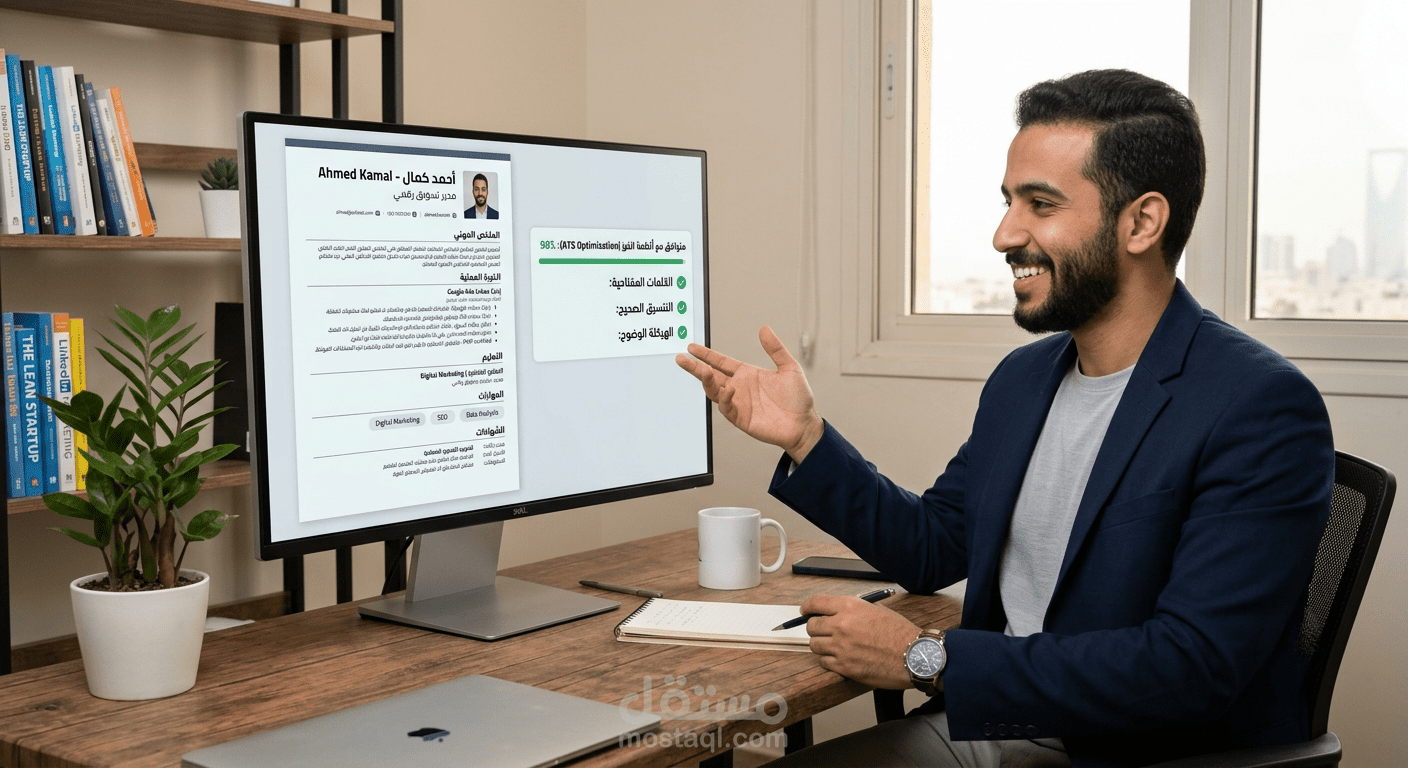 تصميم وكتابة سيرة ذاتية احترافية ومطابقة لأنظمة الفرز (ATS)