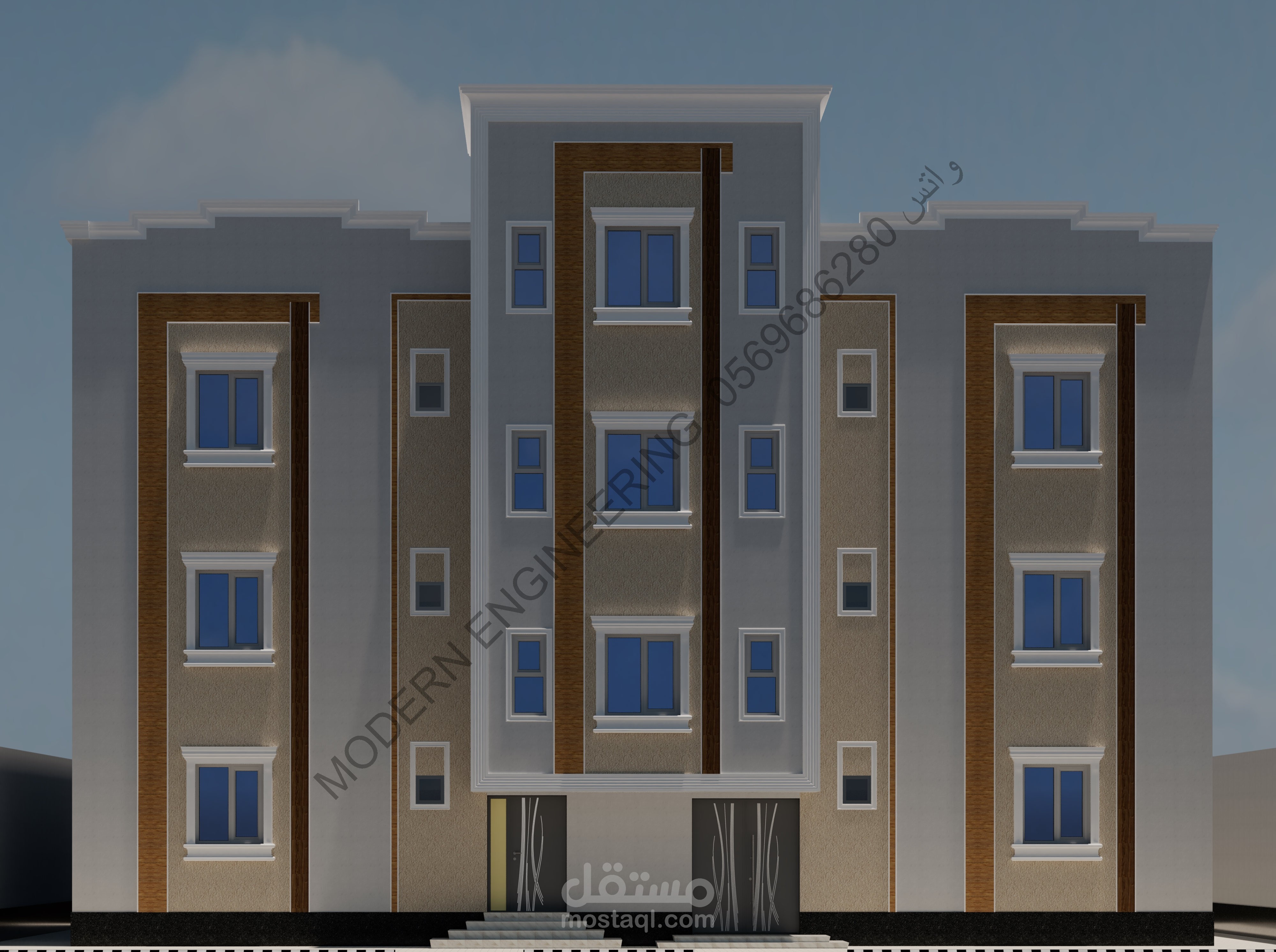 تطوير واجهة عمارة سكنية نمط نيو كلاسيك لصاحبها الأخ احمد الغامدي