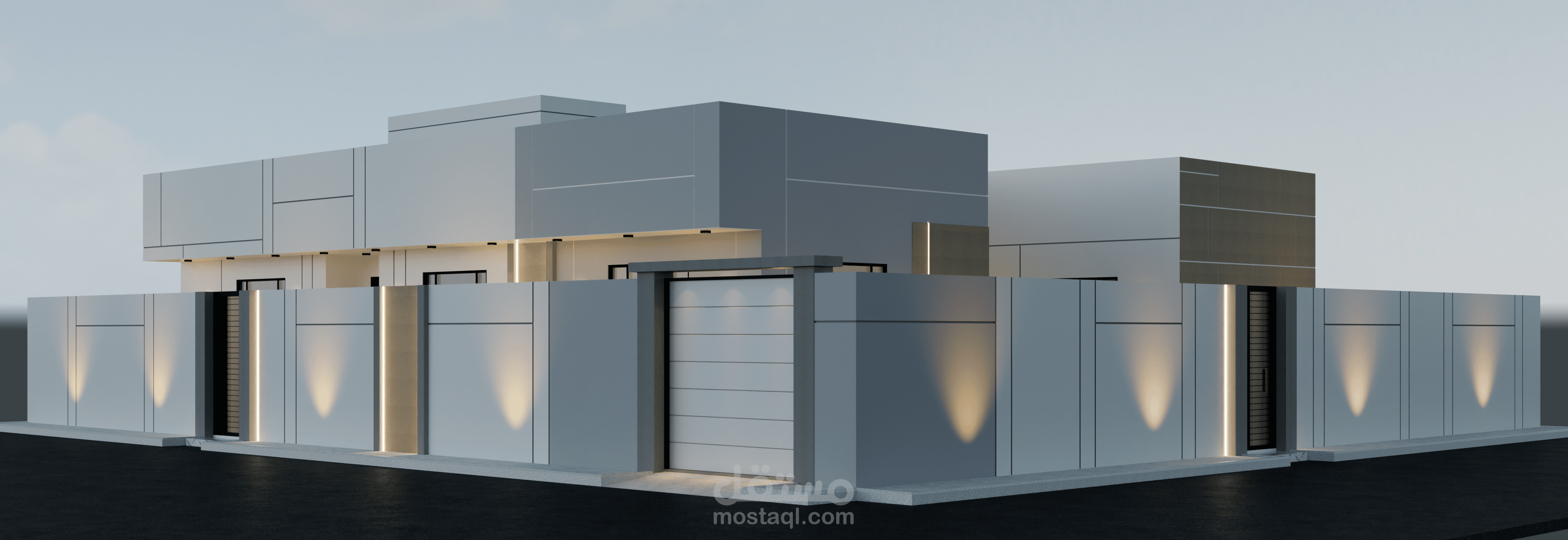 تصميم واجهتين فيلا دور واحد مودرن