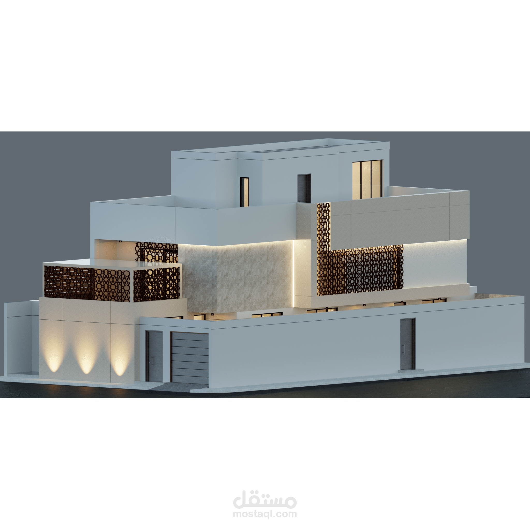 تعديل على تصميم واجهتين فلة مودرن دورين