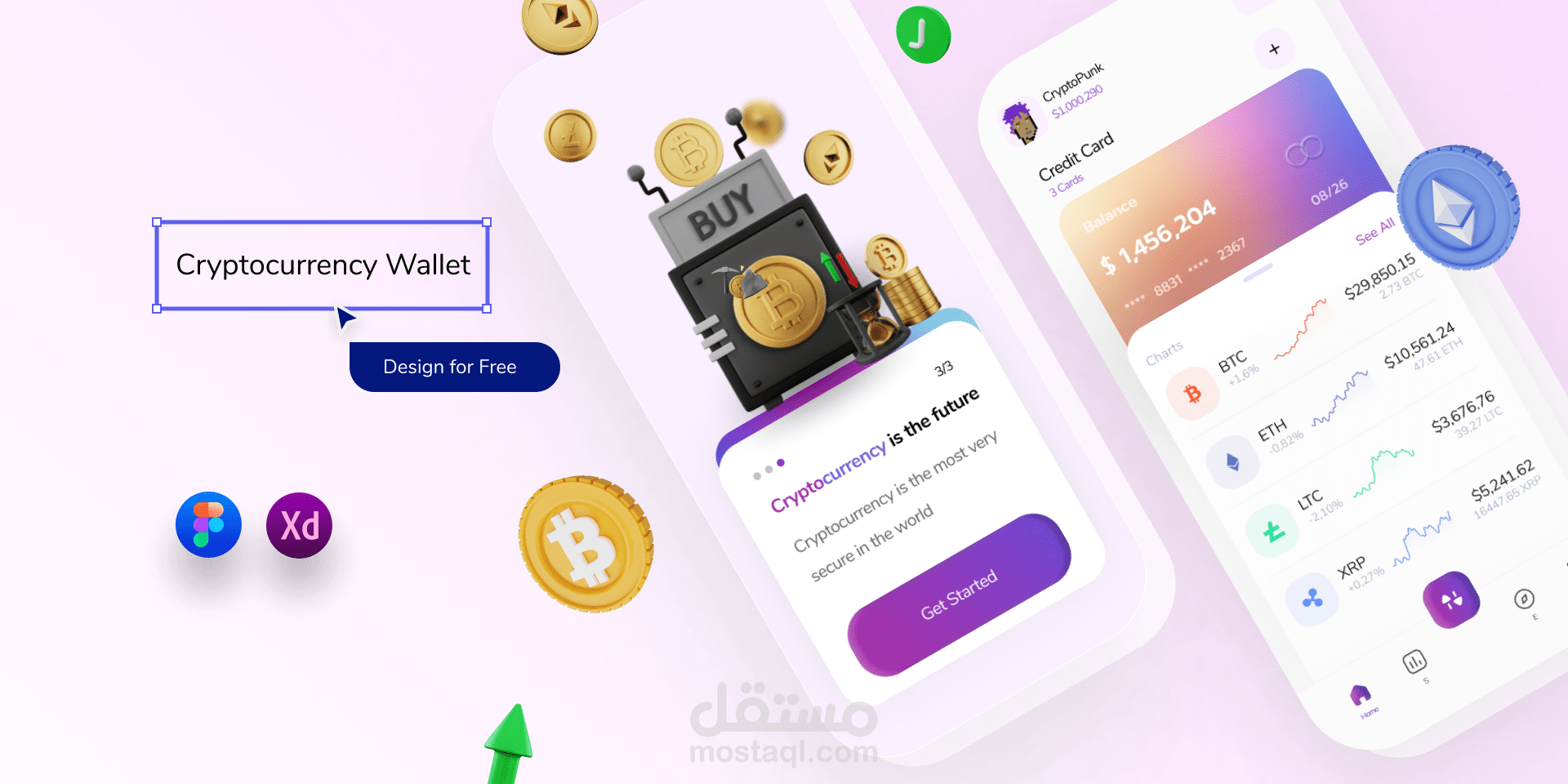 تصميم تطبيق لل Cryptocurrency Wallet App
