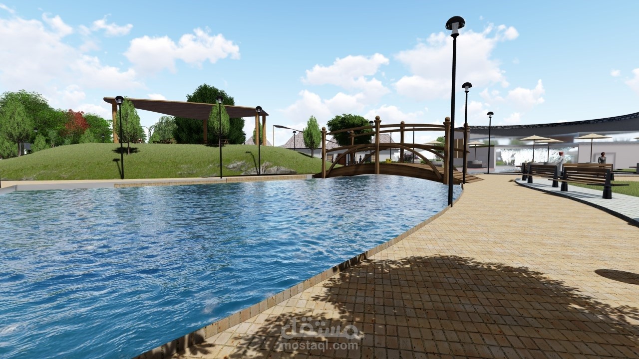 تصميم لاندسكيب منتجع سياحي