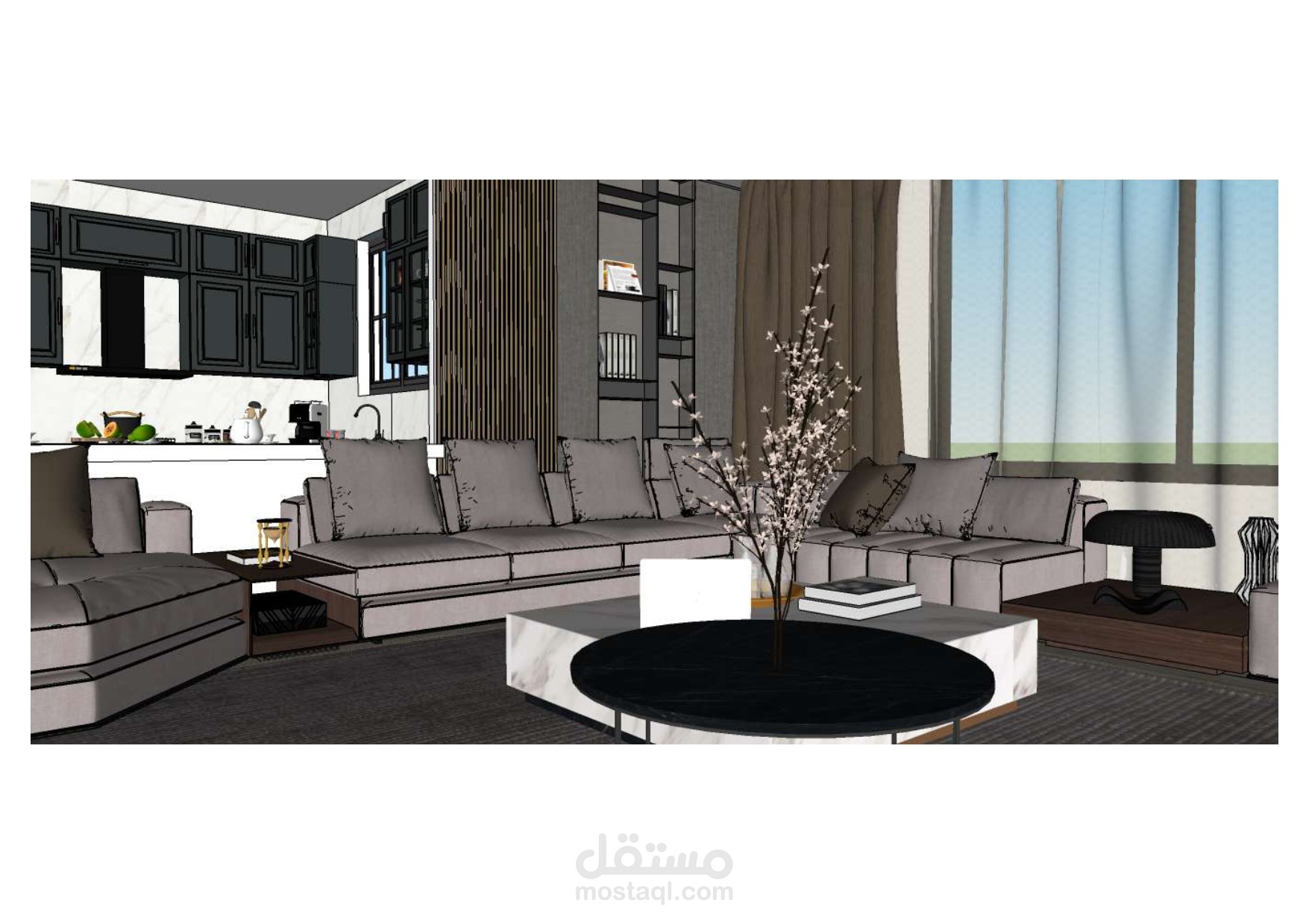 تصميم غرفة معيشة و غرفة ضيوف