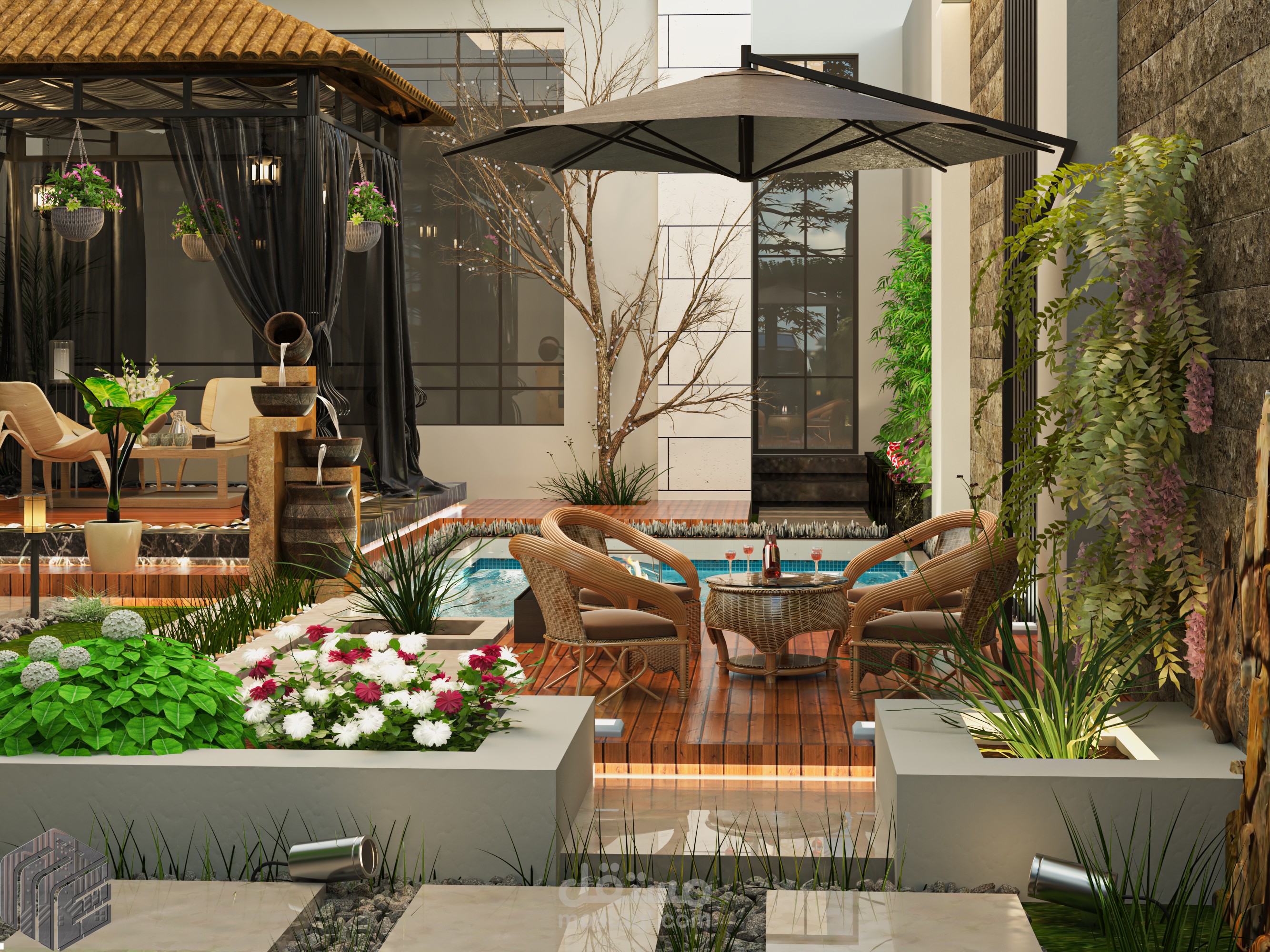 حديقه داخليه لفيلا داخليه