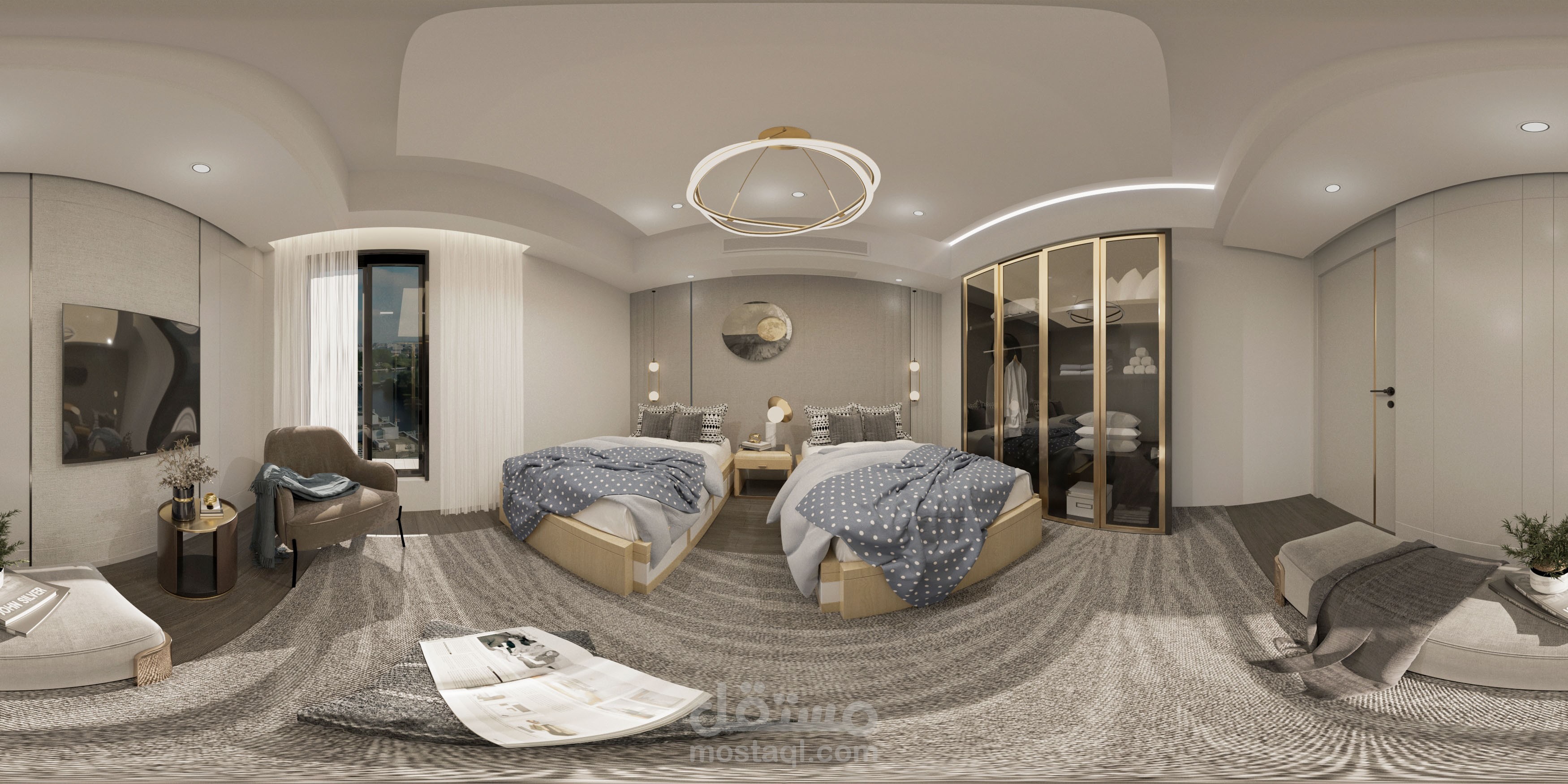 غرفة نوم اطفال  مودرن  المشهد بانوراما برابط المشروع