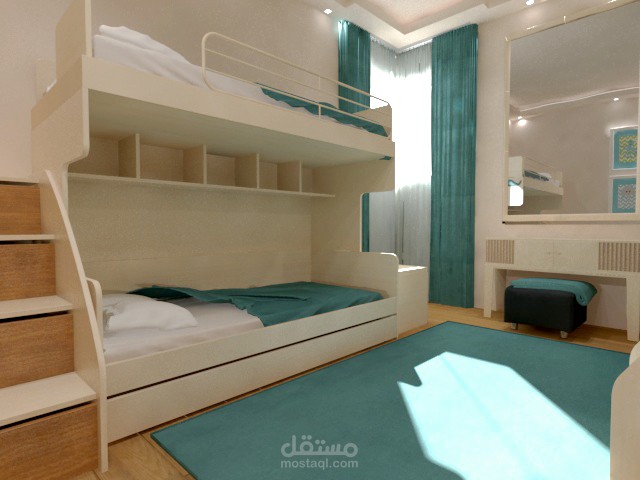 تصميم غرفة نوم مخصصة ل 4 اطفال