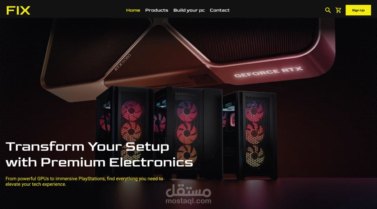 تصميم واجهات متجر إلكتروني لبيع القطع الإلكترونية – Figma