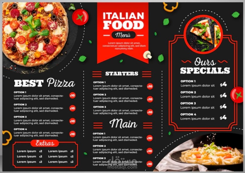 تصميم منيو مطعم