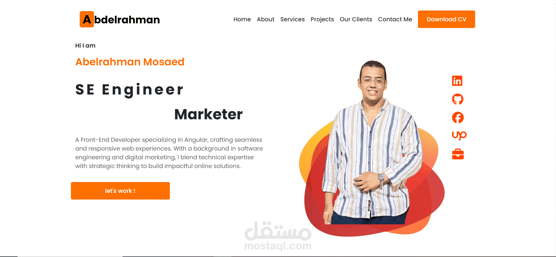 موقع شخصي احترافي كامل باستخدام انجولار  | Angular Portfolio