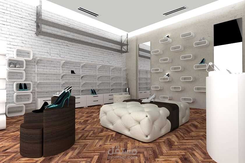 تصميمات لمتجر احذية 3D