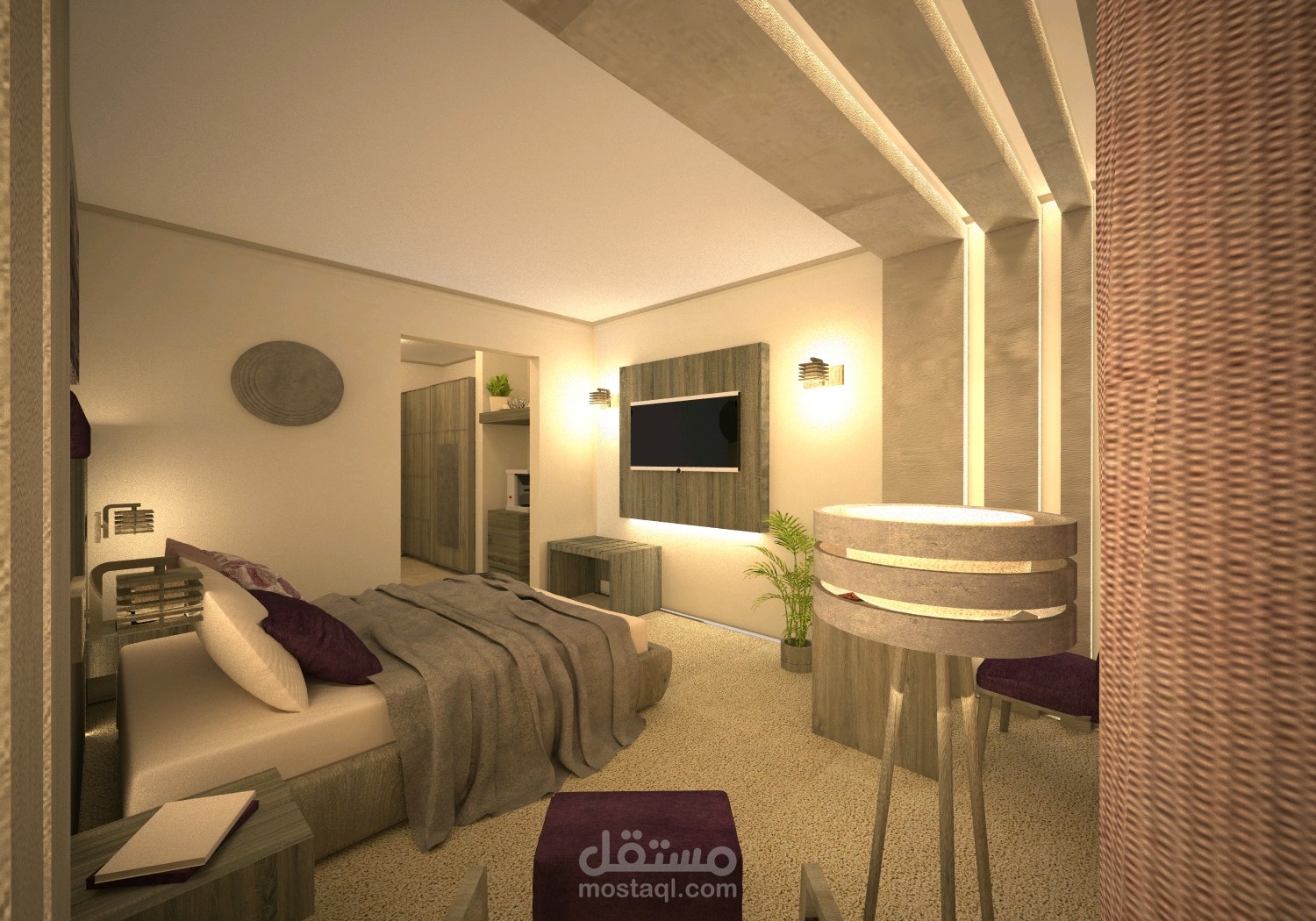 تصميمات لغرف أوتيل 3D