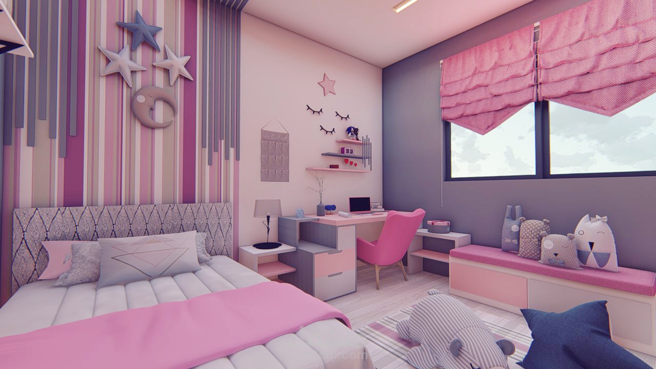 تصميم داخلي لغرفة نوم بنات