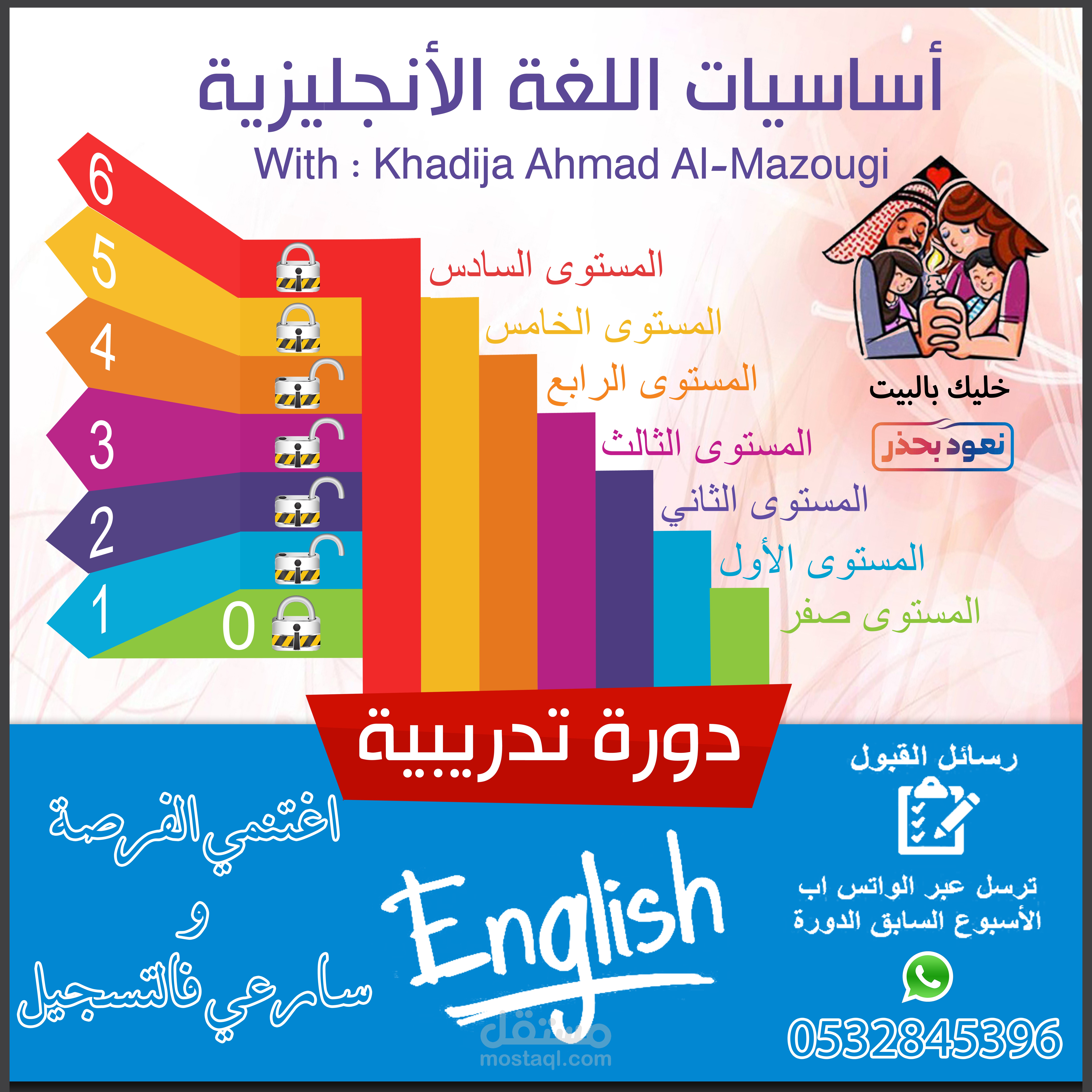 تصميم اعلان عن دورة لغة انجليزية