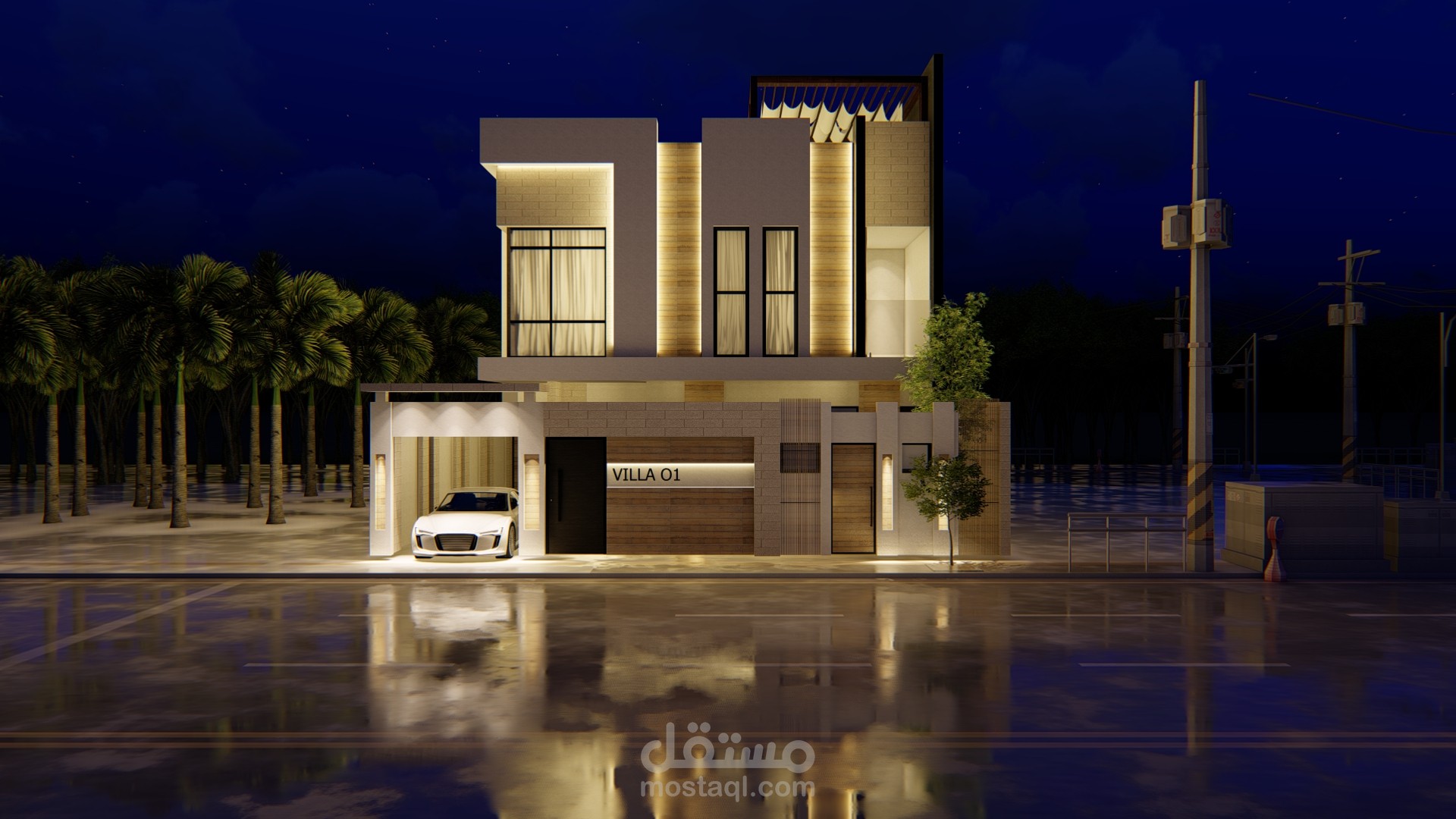 تصميم واجهة فيلا من دورين