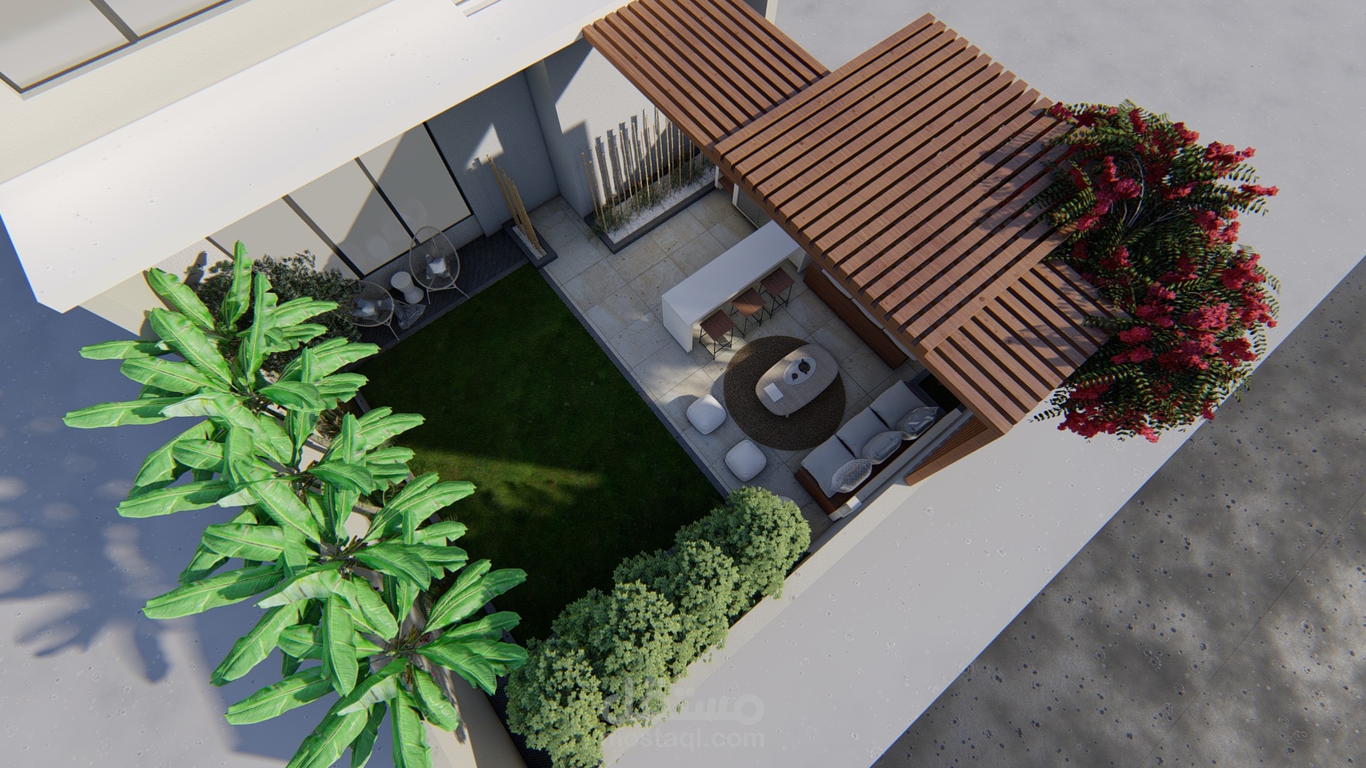 تصميم حديقة خلفية لفيلا خاصة في الإمارات