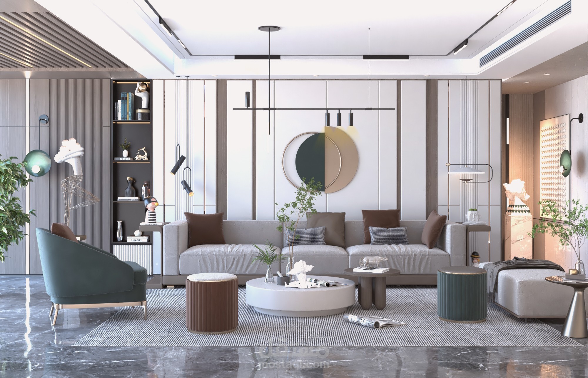 تصميم داخلي لغرفة معيشة