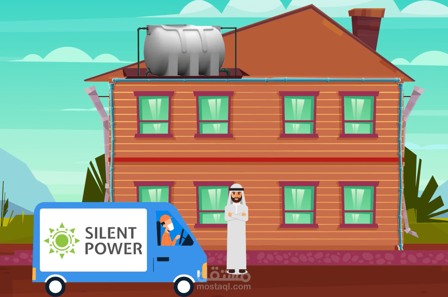 مبرد الخزان بالطاقة الشمسية | موشن جرافيك