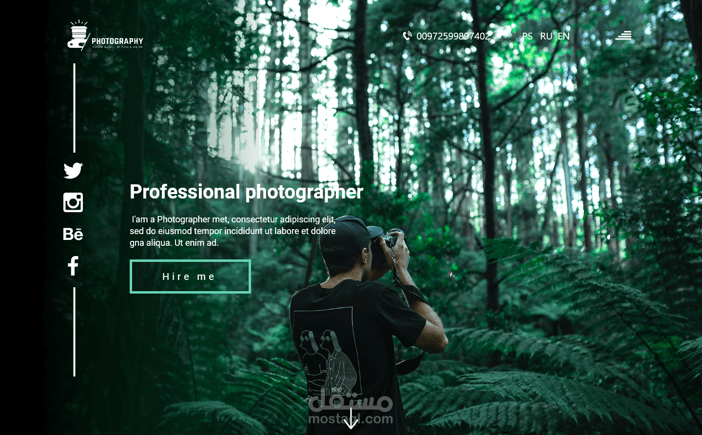 landing page for Photographer site