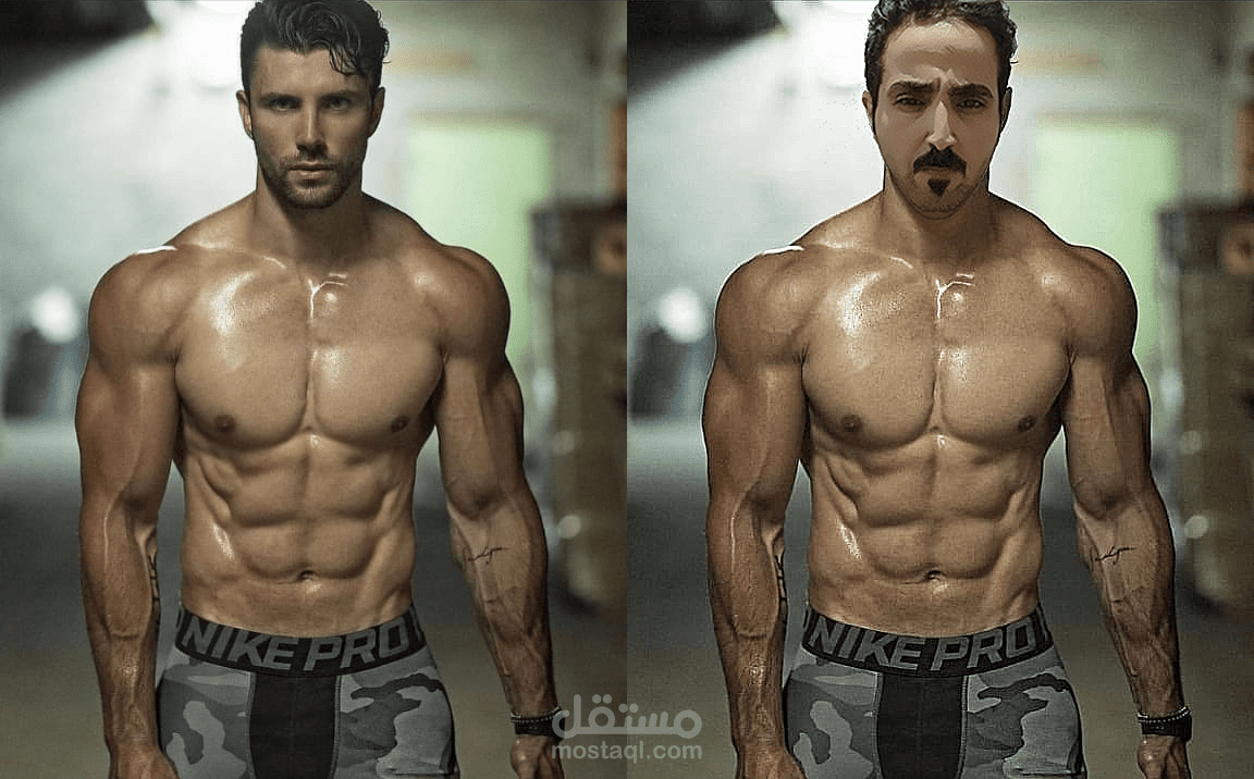 تركيب الوجه على جسم رياضي