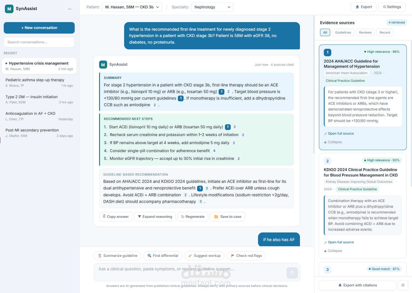 AI Clinical Assistant (RAG) for Doctors – Evidence-Based Medical Guidelines