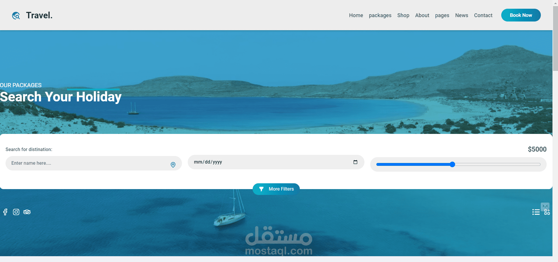 Travel Landing Page - موقع سياحي تفاعلي