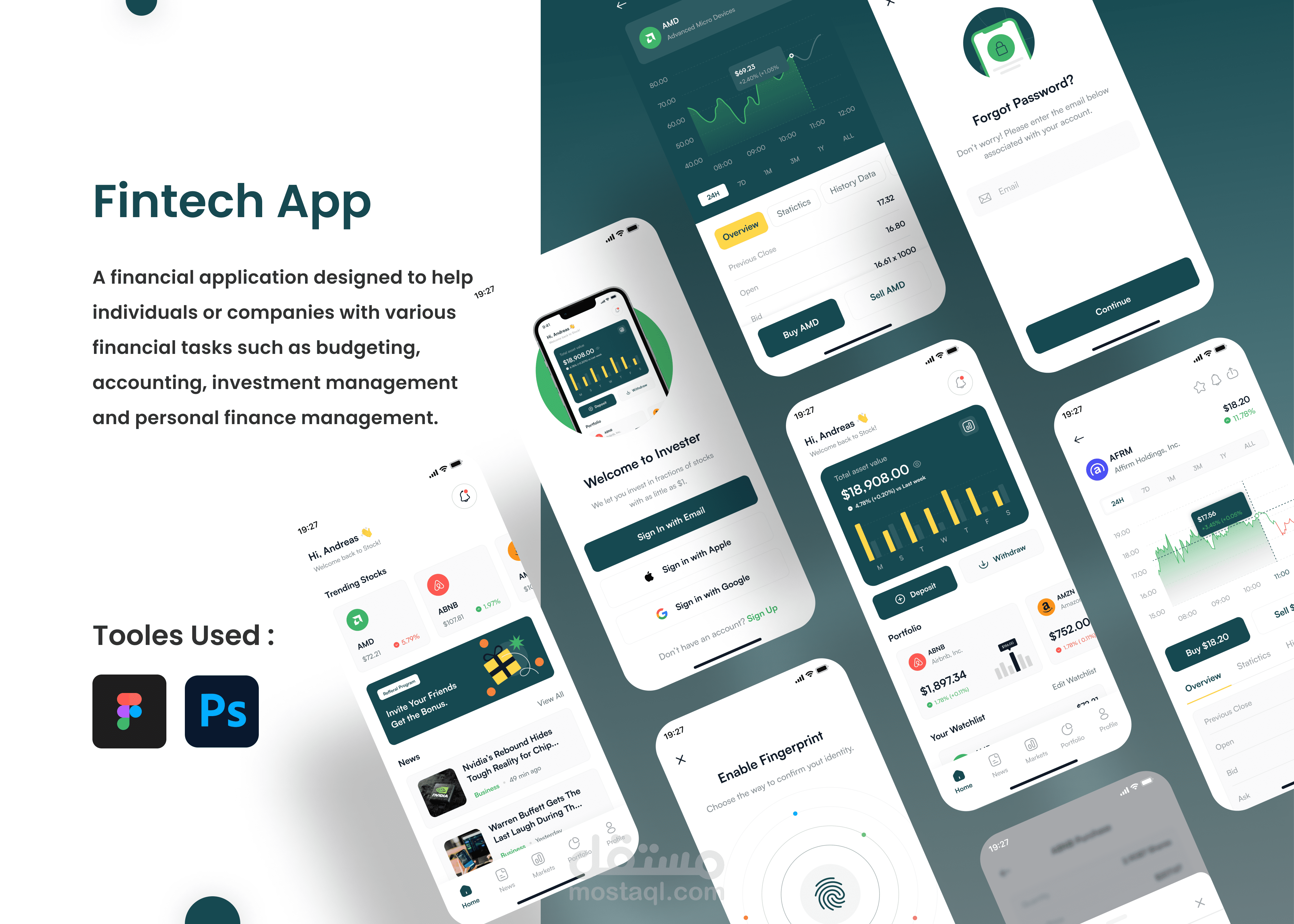 تصميم تطبيق مالي Fintech
