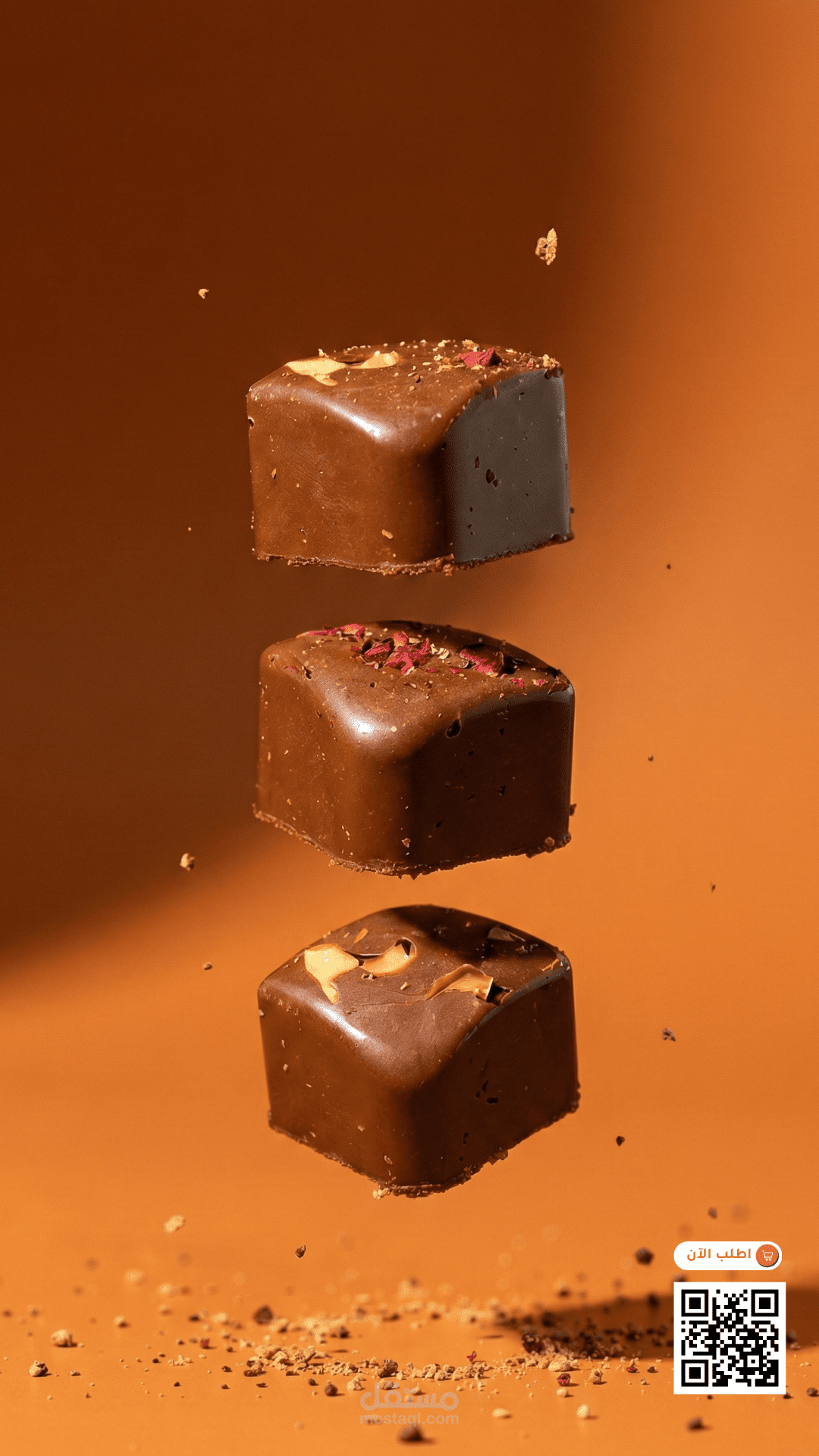 تصميم صور محاكية لجلسات تصوير احترافية لمنتجات الشوكولاتة