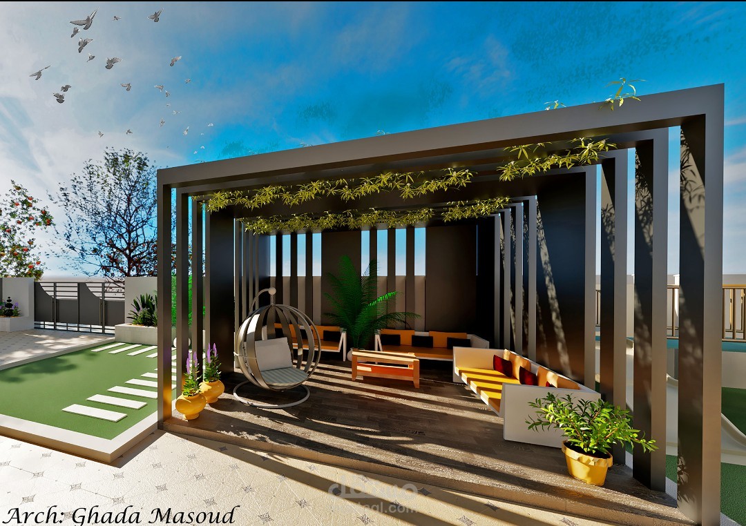 تصميم جلسة خارجية لفيلا مودرن