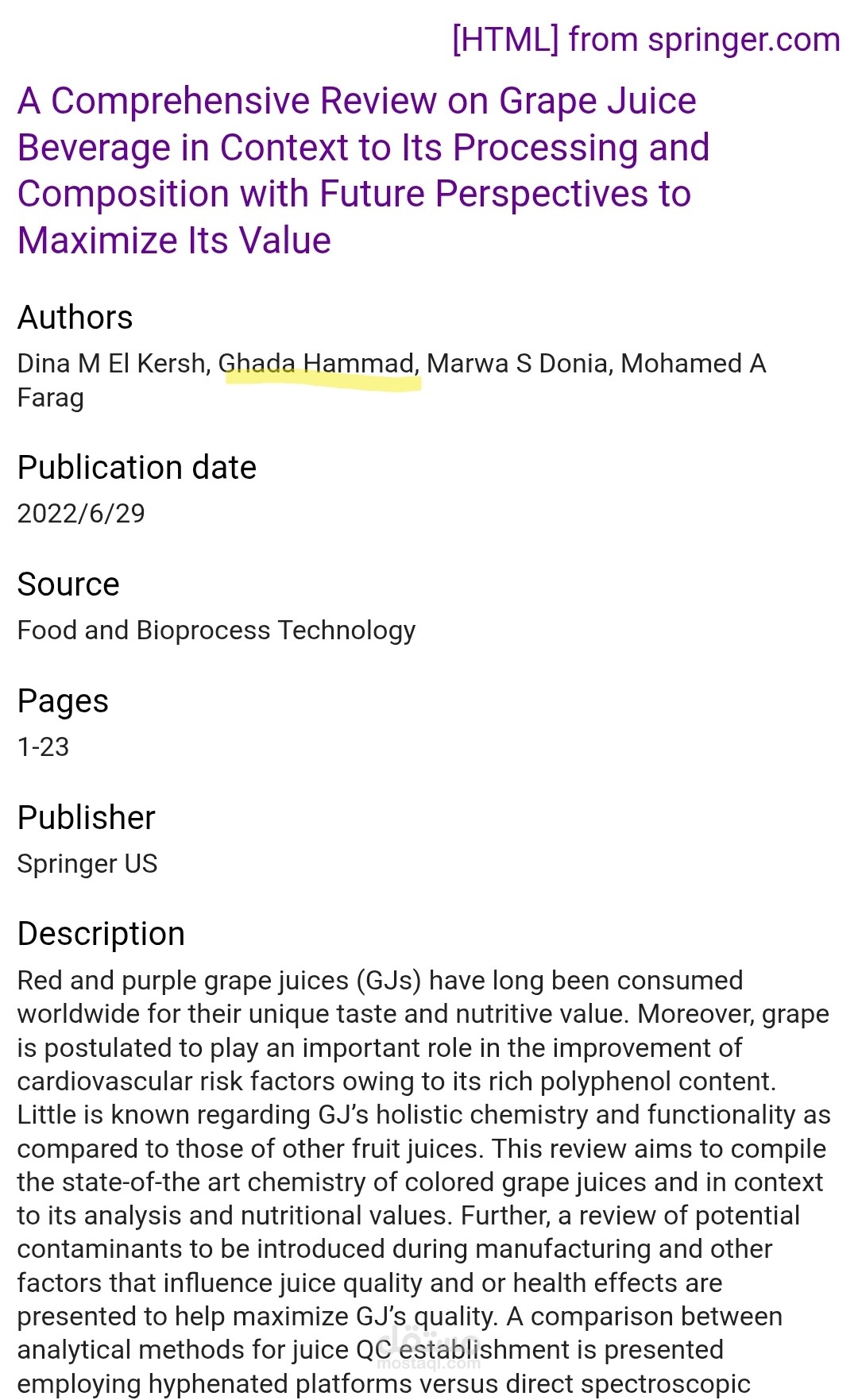 مراجعة علمية شاملة: كيمياء عصير العنب، تصنيعه، وفوائده الصحية (Review Article) ​A Comprehensive Review on Grape Juice: Processing, Composition, and Health Perspectives