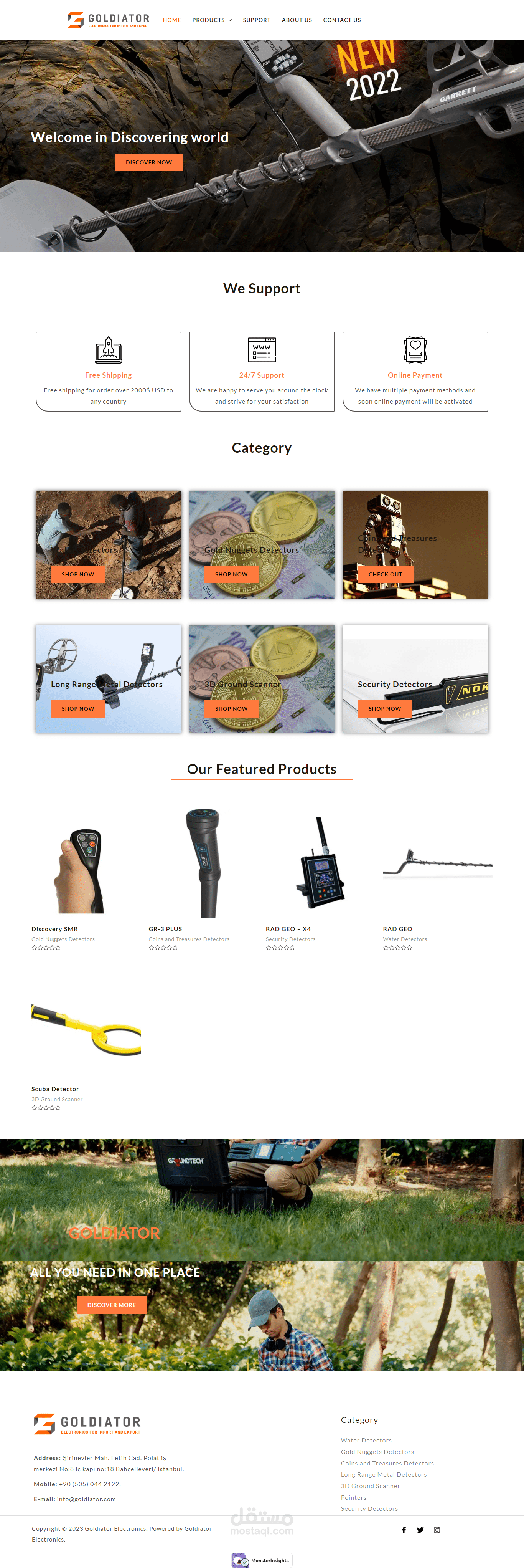 متجر الكتروني بكامل الصفحات الرئيسية ومتجر لعرض المنتجات