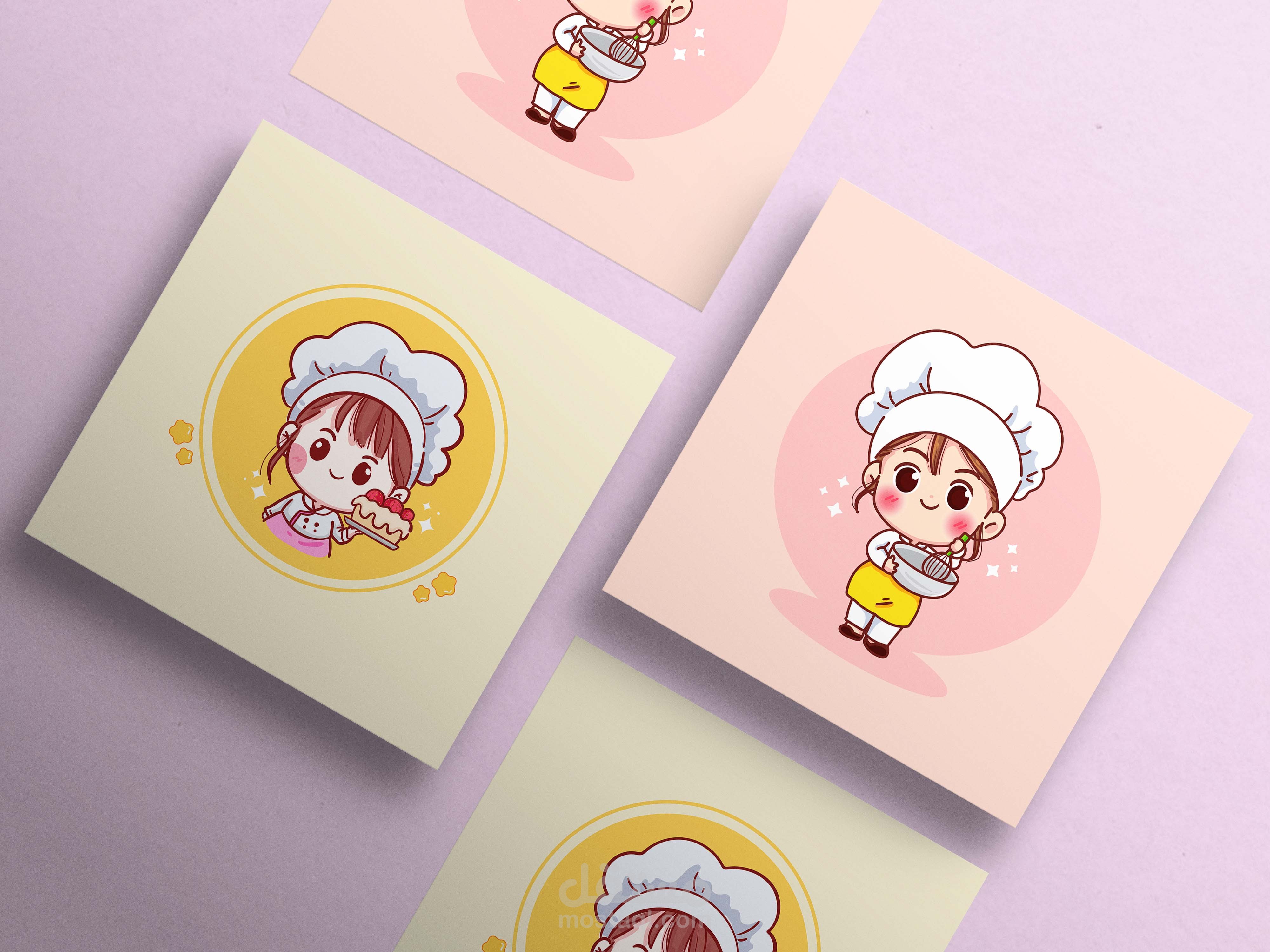 رسم فتاة تعمل في مجال الطبخ