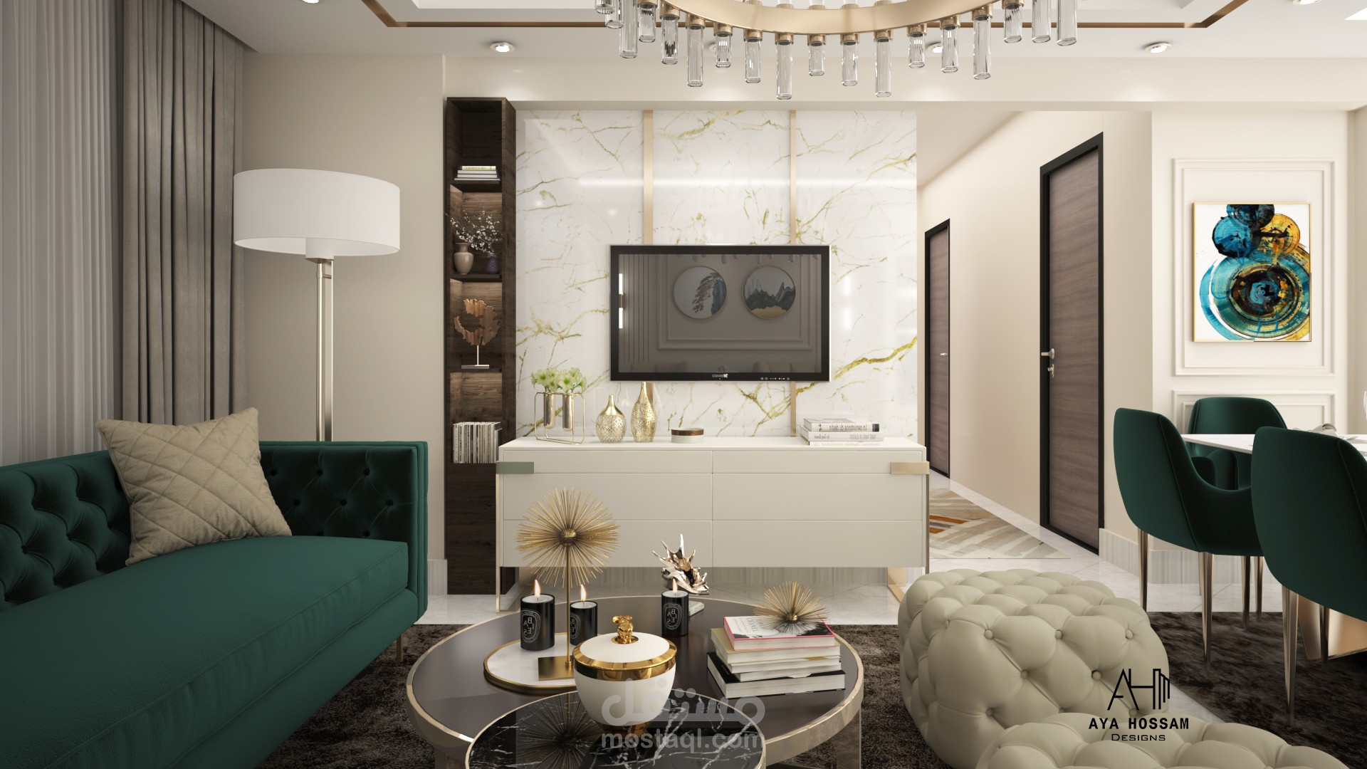 تصميم داخلى لصالة منزل على الطراز المودرن