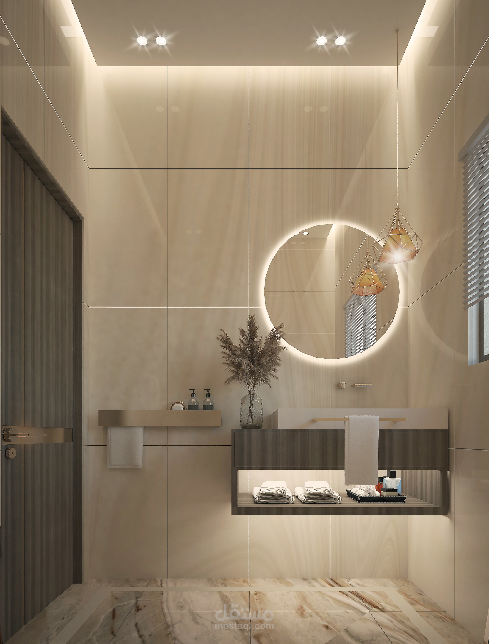 تصميم ديكور داخلي لحمام مودرن