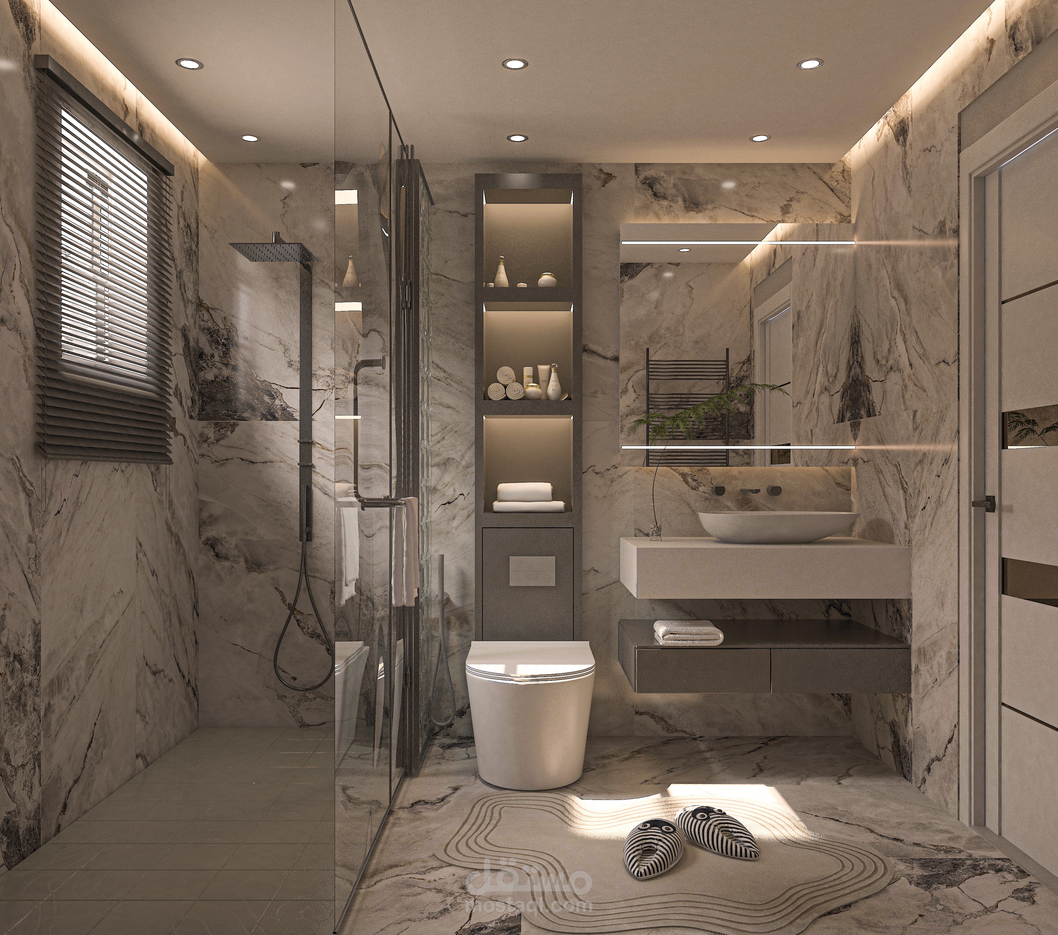 تصميم ديكور داخلي لحمام مودرن