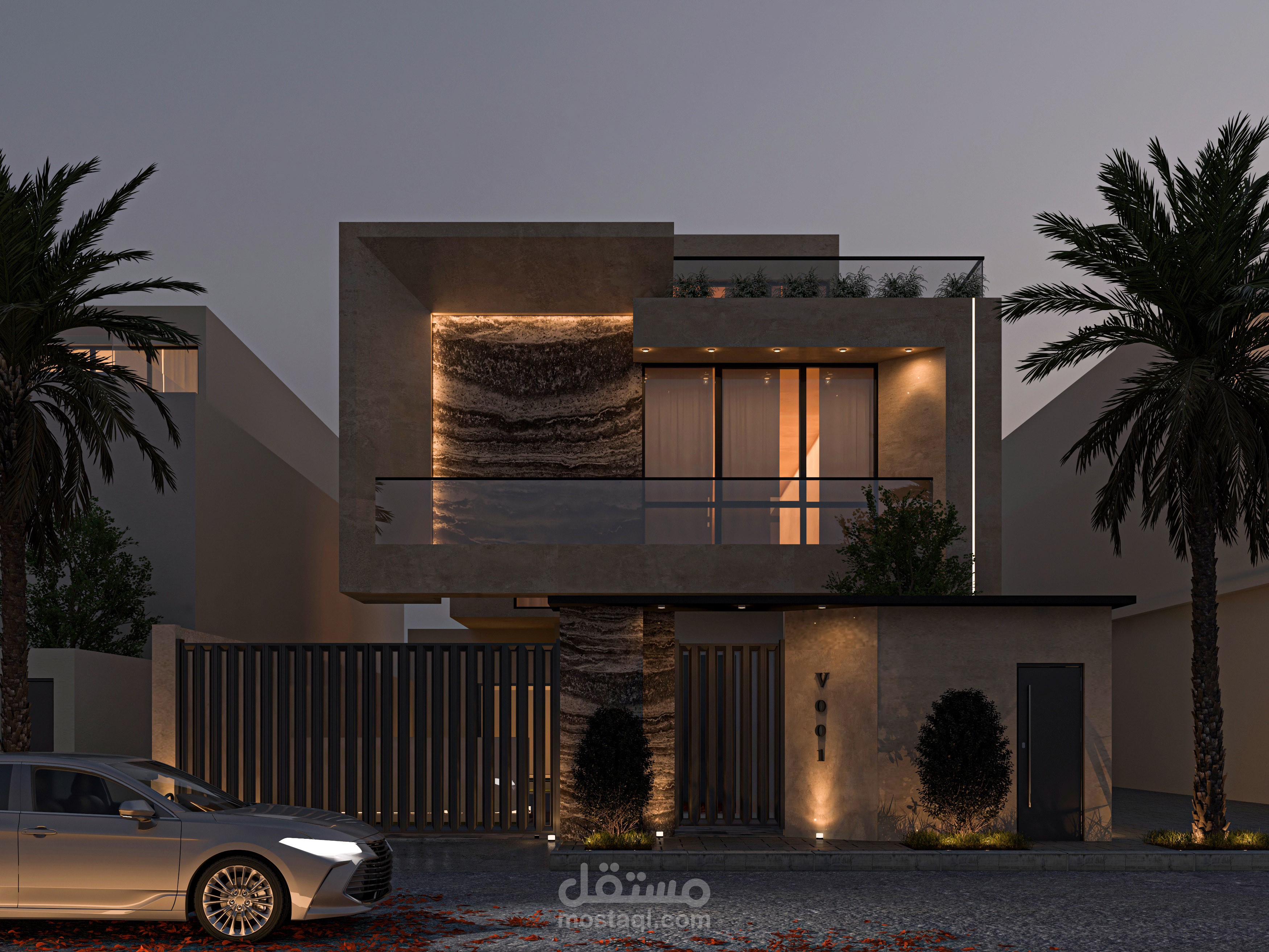 تصميم خارجى ل فيلا على الطراز المودرن