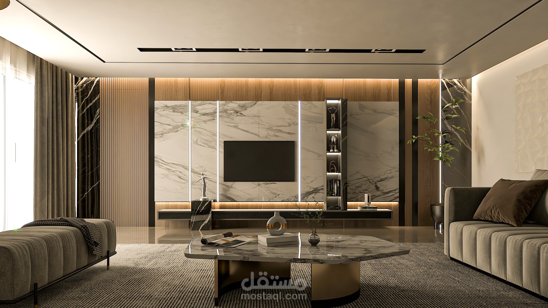 تصميم ديكور داخلى لحائط على الطراز المودرن