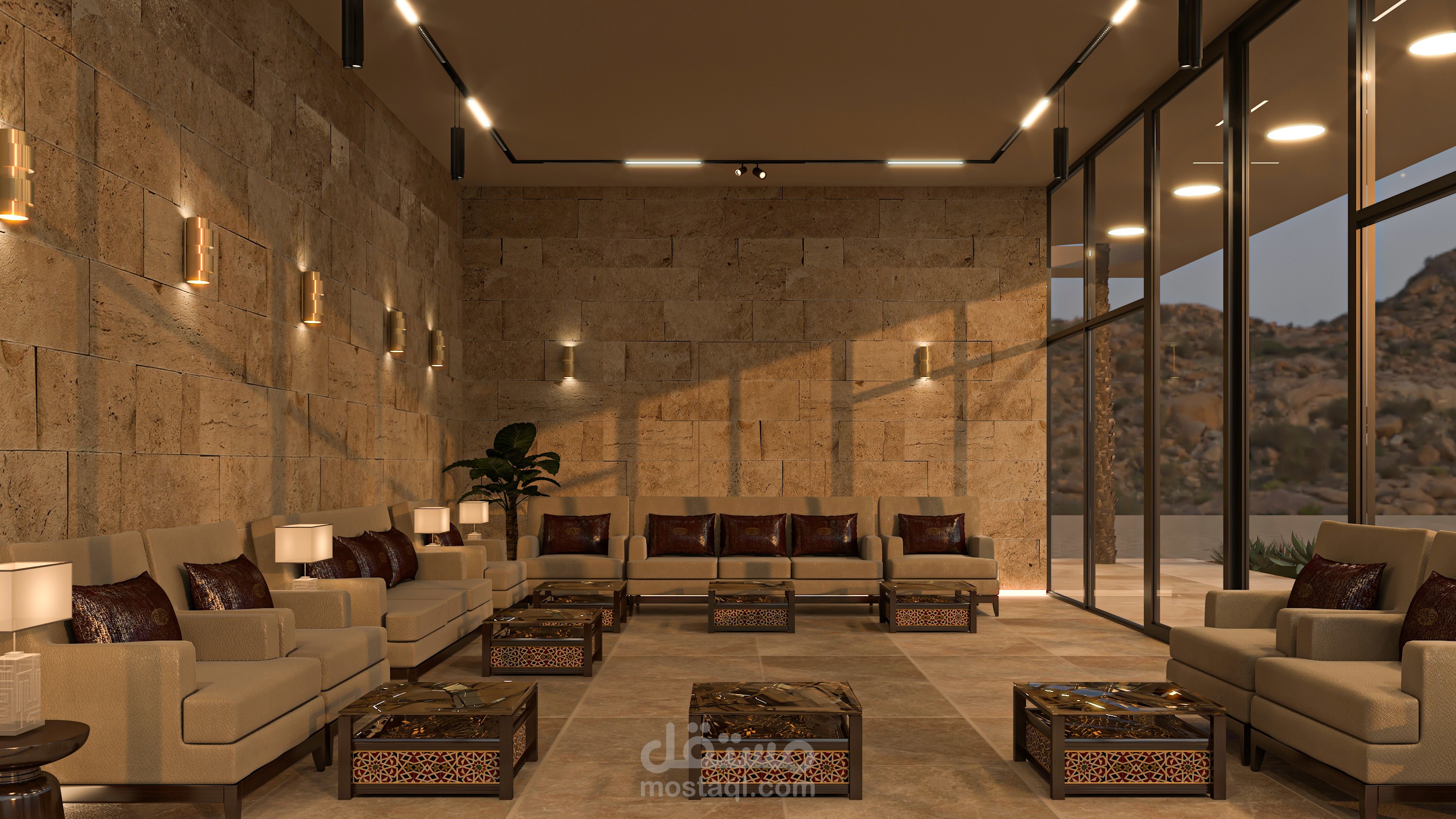 تصميم داخلي لمجلس رجال بالسعودية