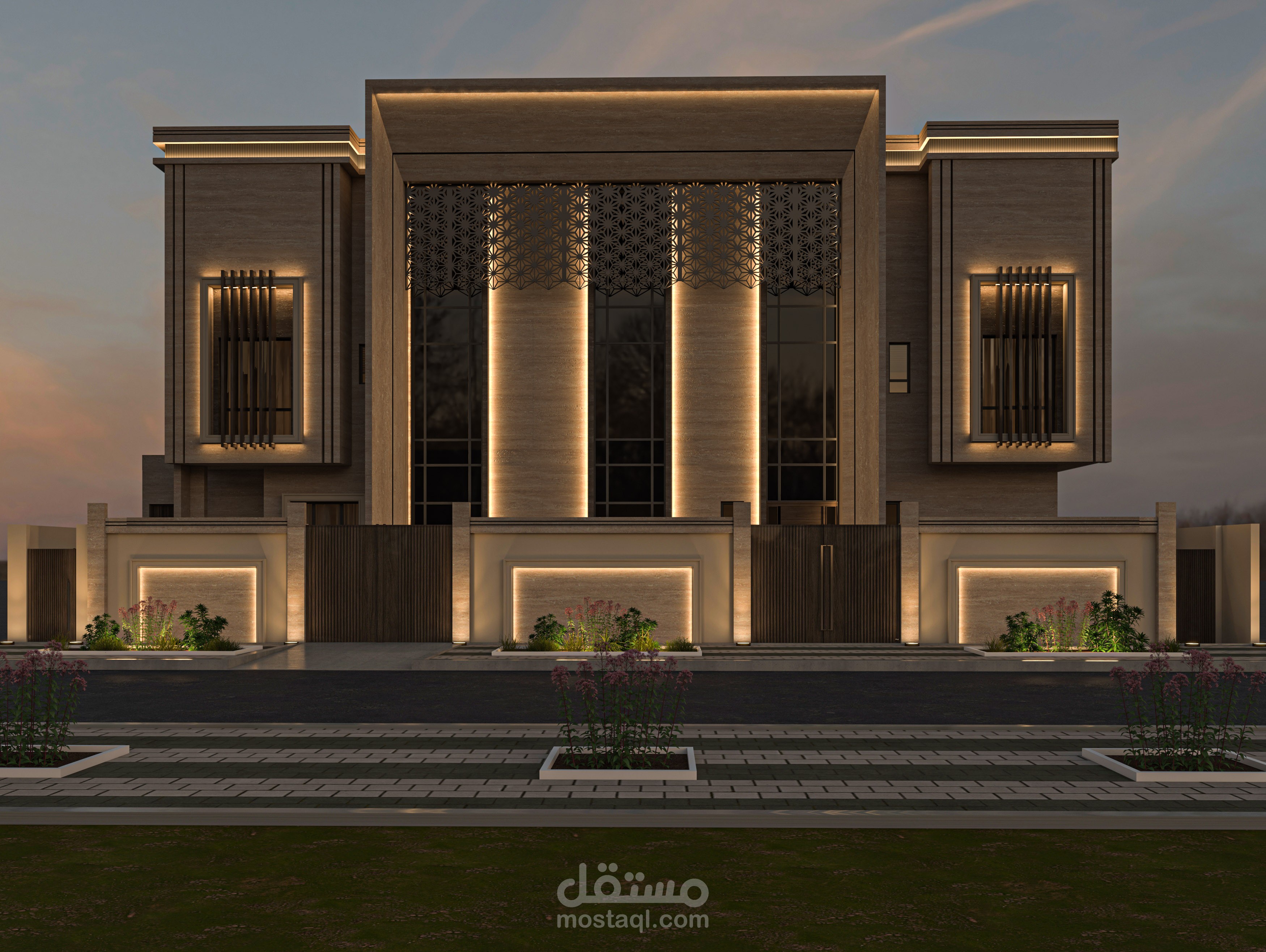 تصميم واجهة خارجيه لفيلا على الطرازالنيو كلاسيك