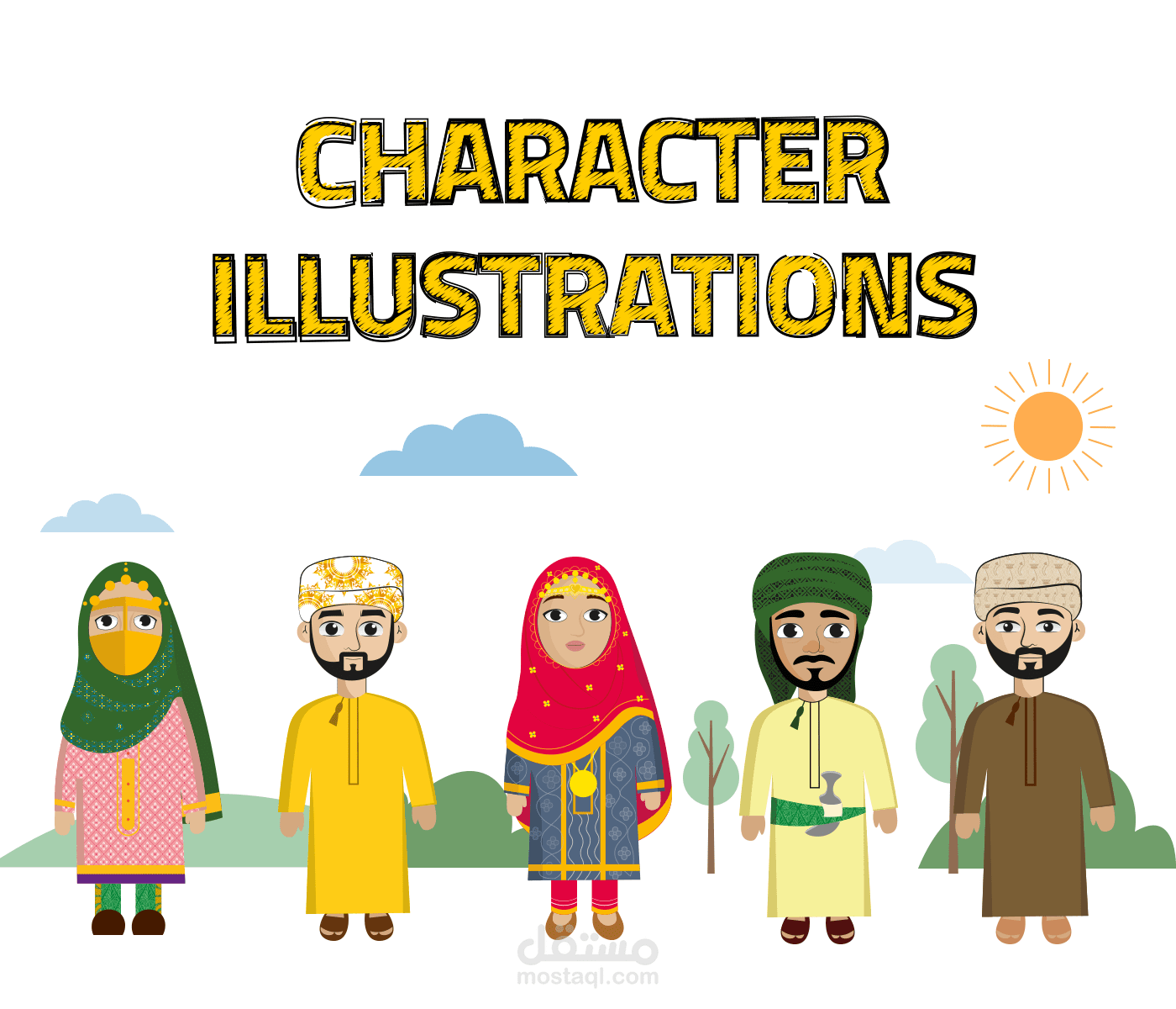 رسم شخصيات كرتونية لمتجر قهوة في عمان