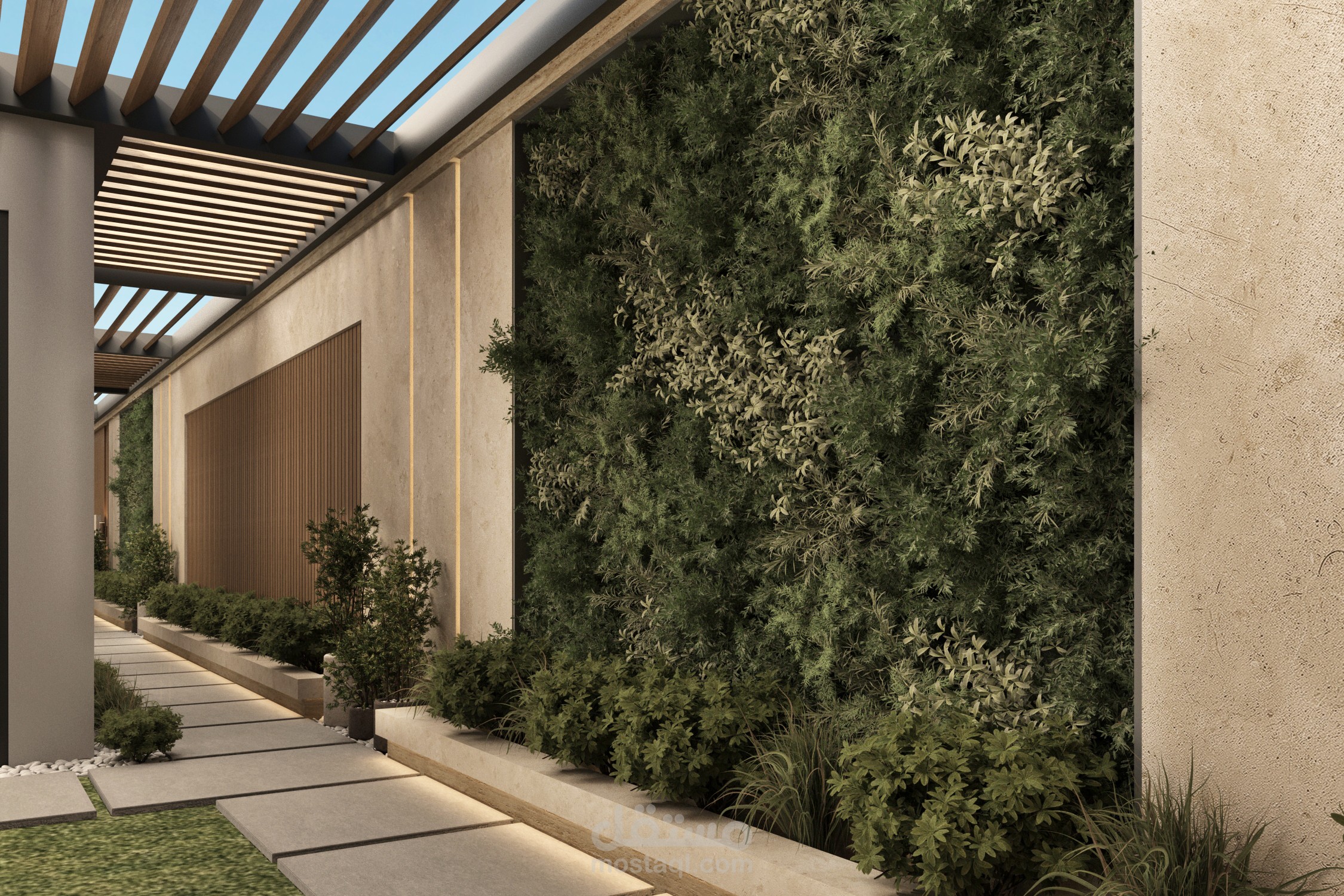 تصميم حديقة منزل مع باربكيو في عمان
